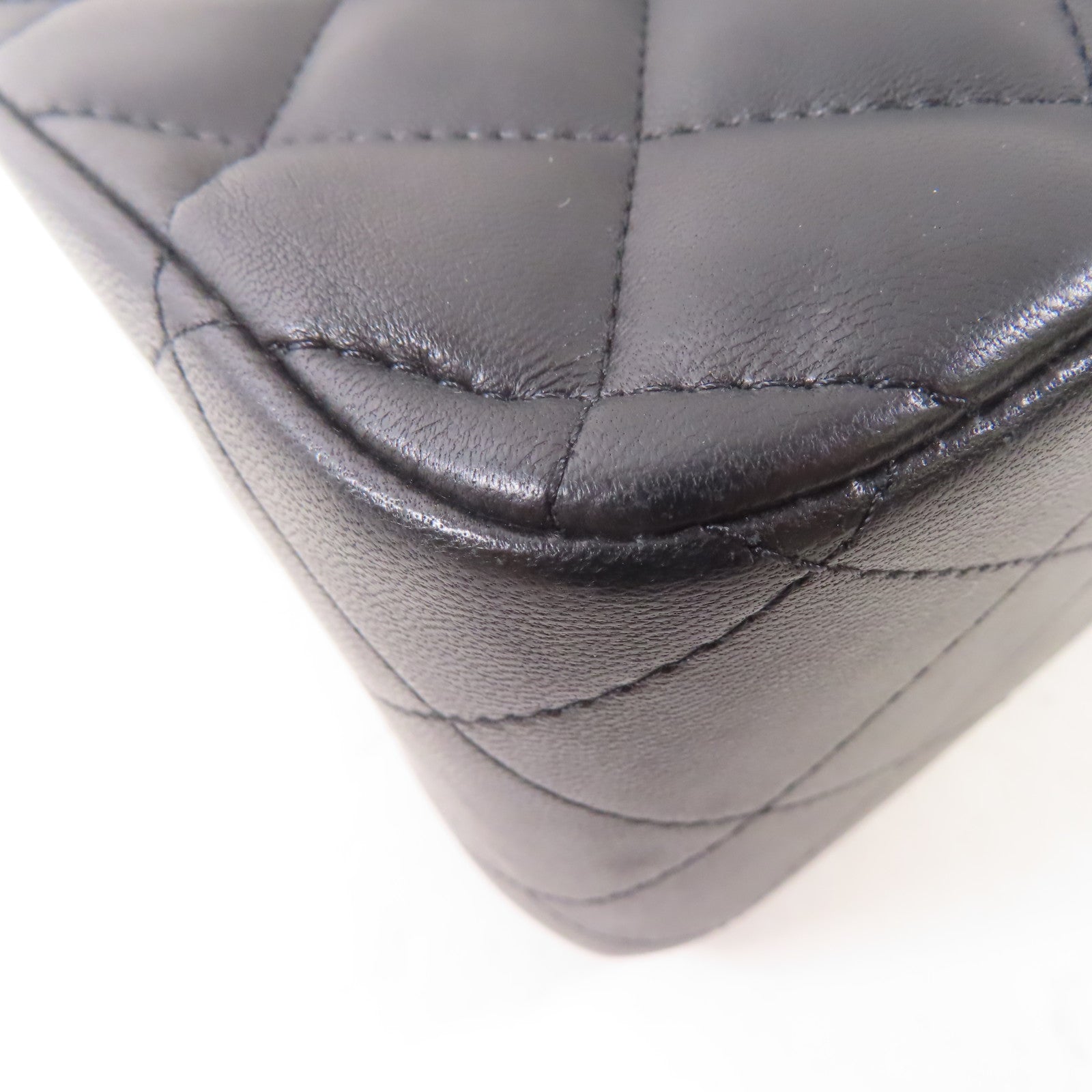 CHANEL 羊皮皮革Large Classic銀扣鏈帶肩背袋黑色