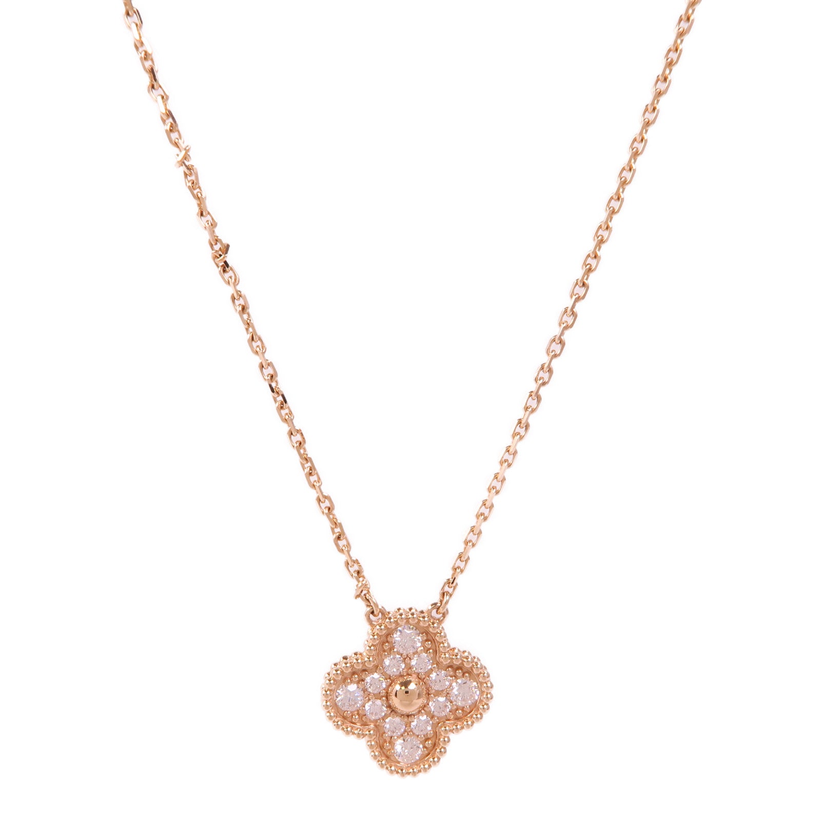 Van Cleef & Arpels 18K玫瑰金Vintage Alhambra Pendant鑽石項鍊