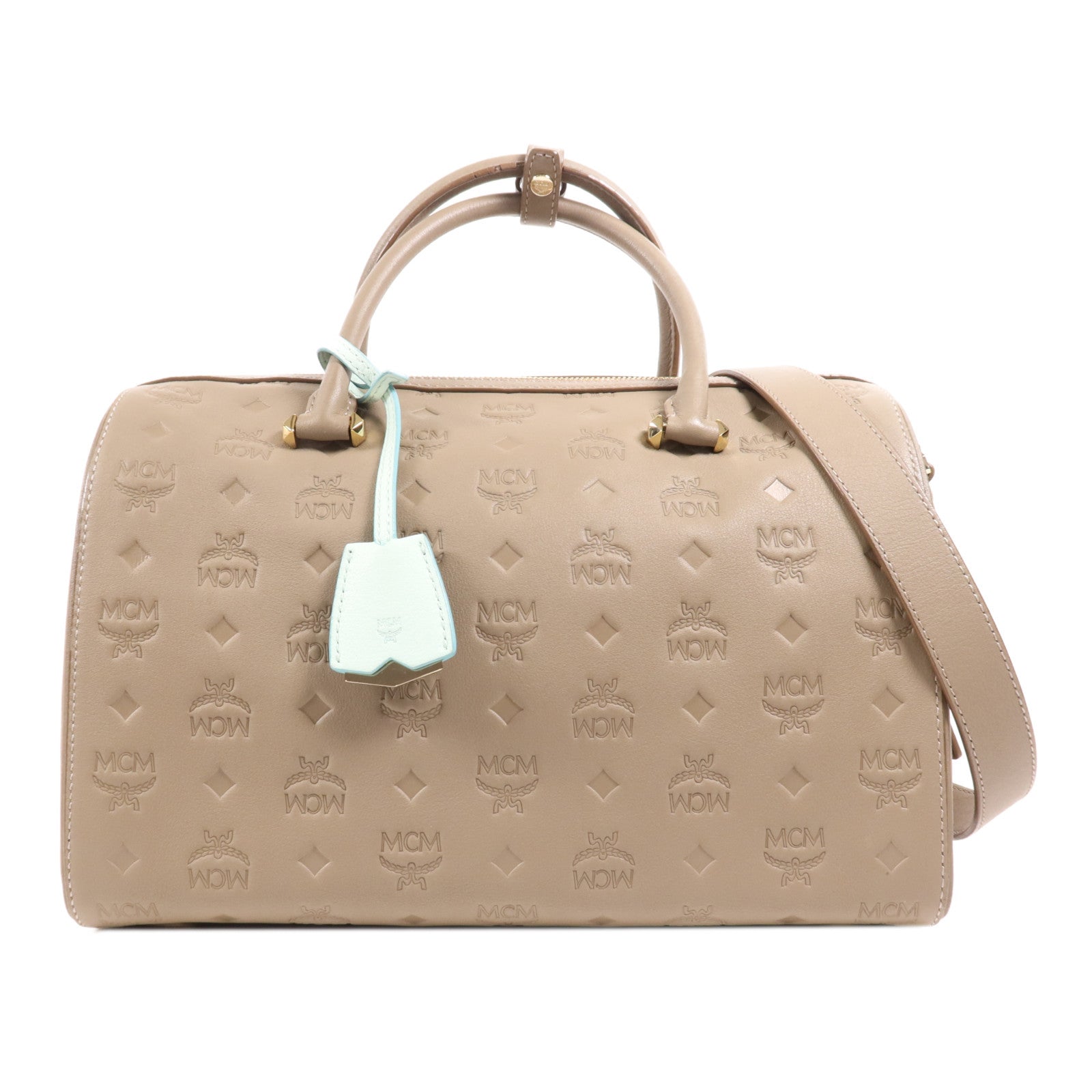 MCM 牛皮皮革2 Way Shoulder Bag金扣手挽肩背兩用袋