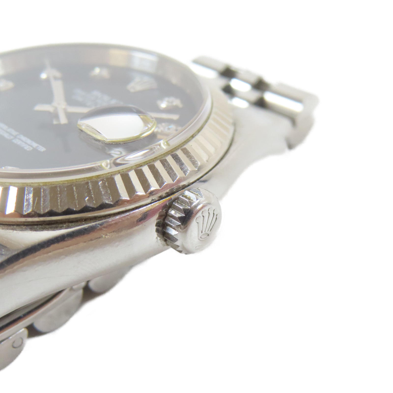 ROLEX Datejust 18K白金/不鏽鋼/鑽石手錶自動機芯黑色