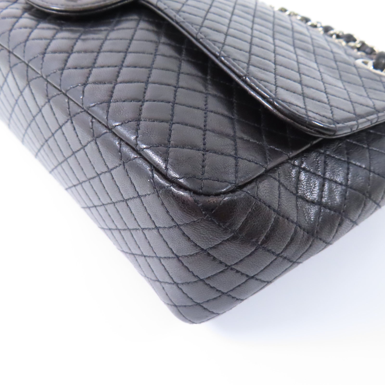 CHANEL 【激減優惠】羊皮皮革Vintage Chain Shoulder銀扣鏈帶肩背袋