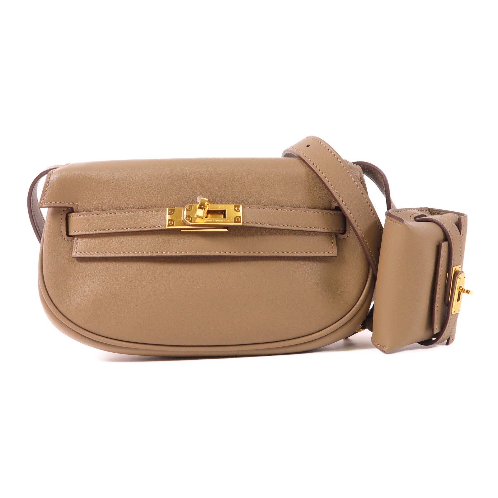 HERMES 【激減優惠】Swift皮革Kelly Moove金扣肩背袋Etoupe