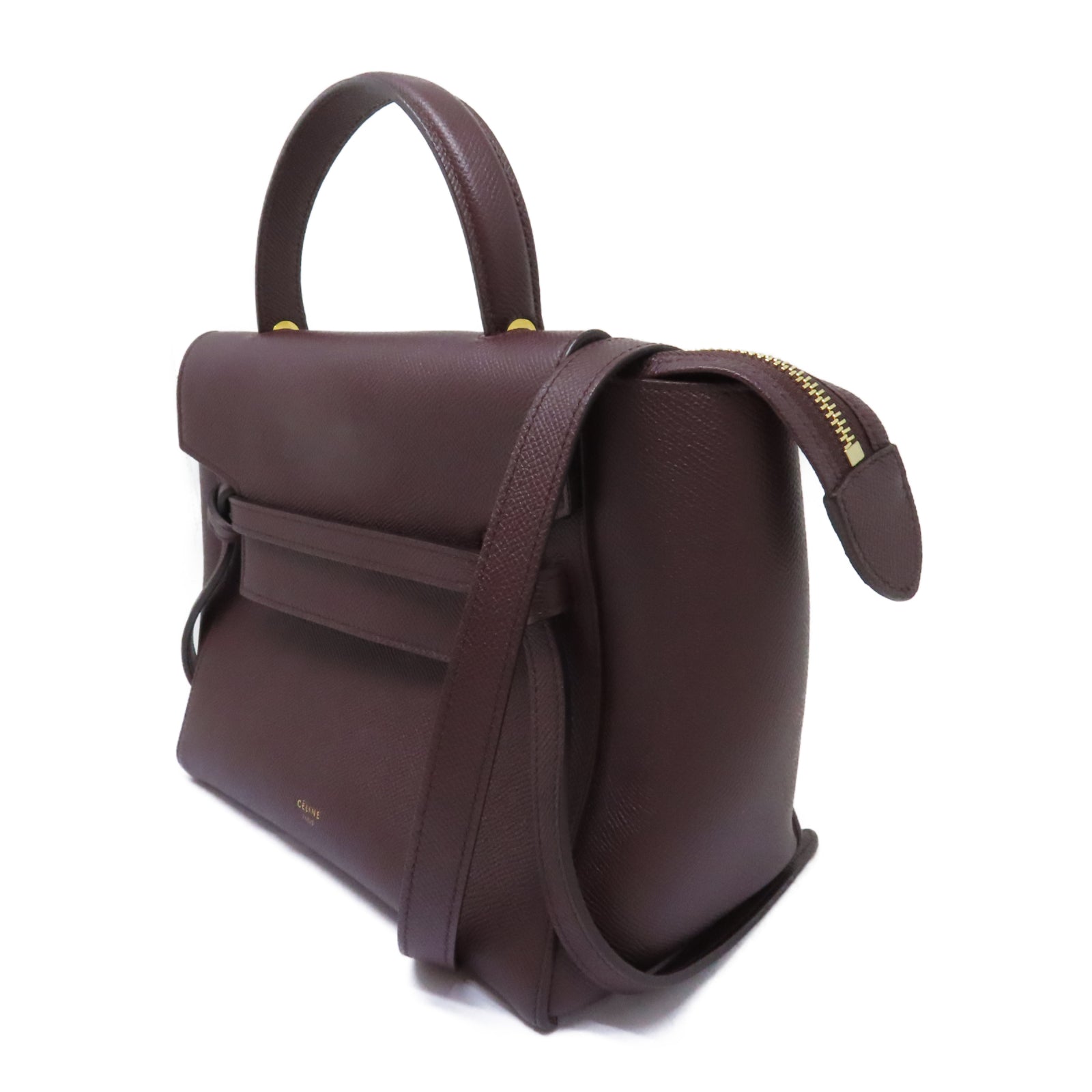 CELINE 【激減優惠】牛皮皮革Belt Bag金扣手挽肩背兩用袋紫色