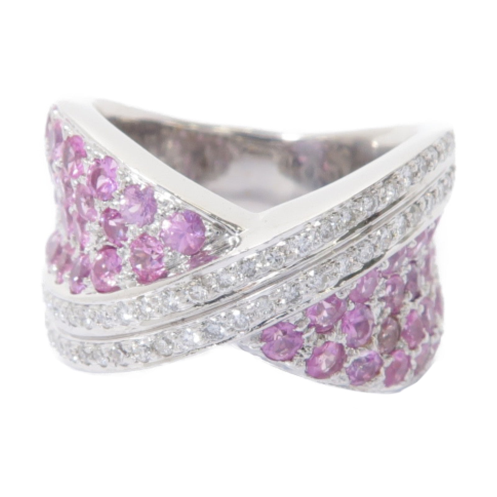 JEWELRY 18K白金Pink Sapphire Diamond Ring 2.40ct粉紅色藍寶石/0.40ct鑽石戒指US#7.25