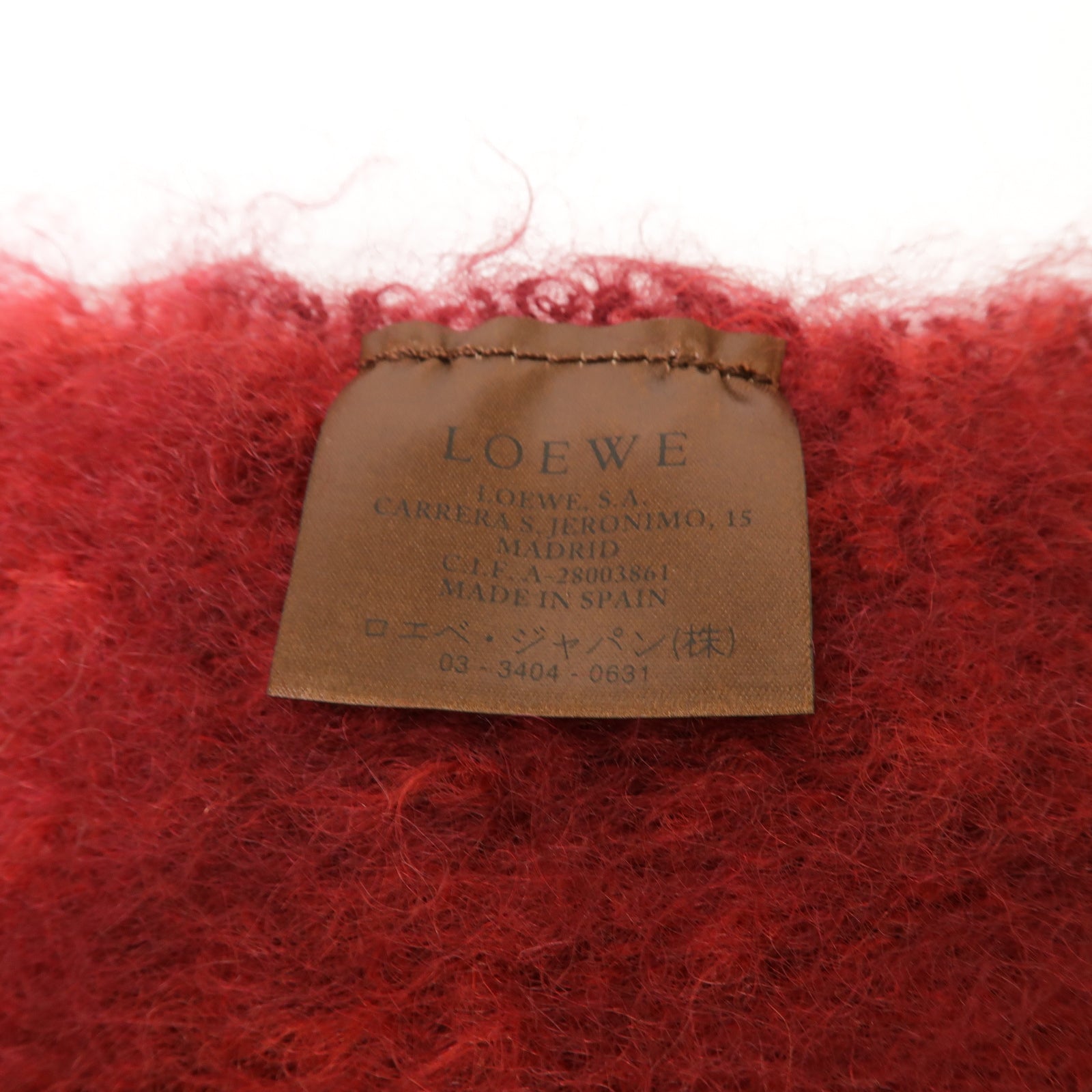 LOEWE 【激減優惠】Mohair Muffler圍巾紅色