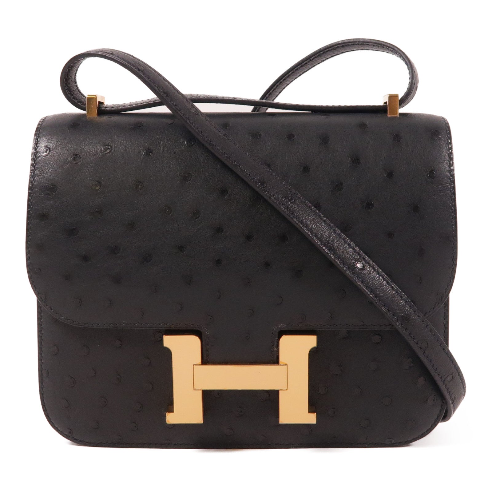 HERMES 【激減優惠】鴕鳥皮革Mini Constance肩背袋