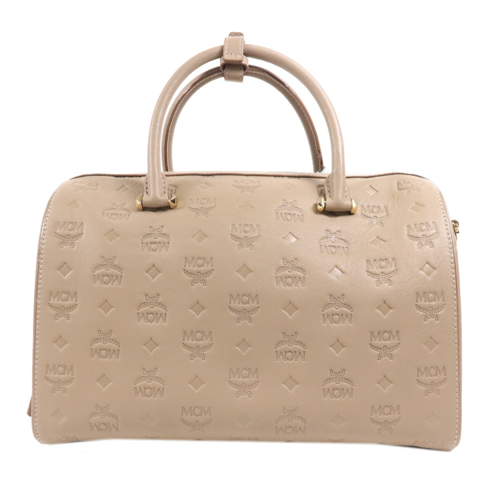 MCM 牛皮皮革2 Way Shoulder Bag金扣手挽肩背兩用袋