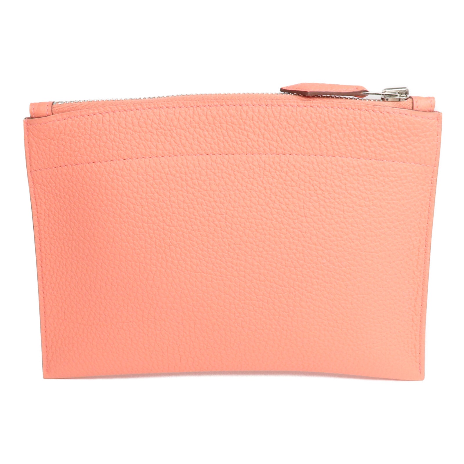 HERMES 【激減優惠】Togo皮革Bazar Pouch PM銀扣手拿包Flamingo