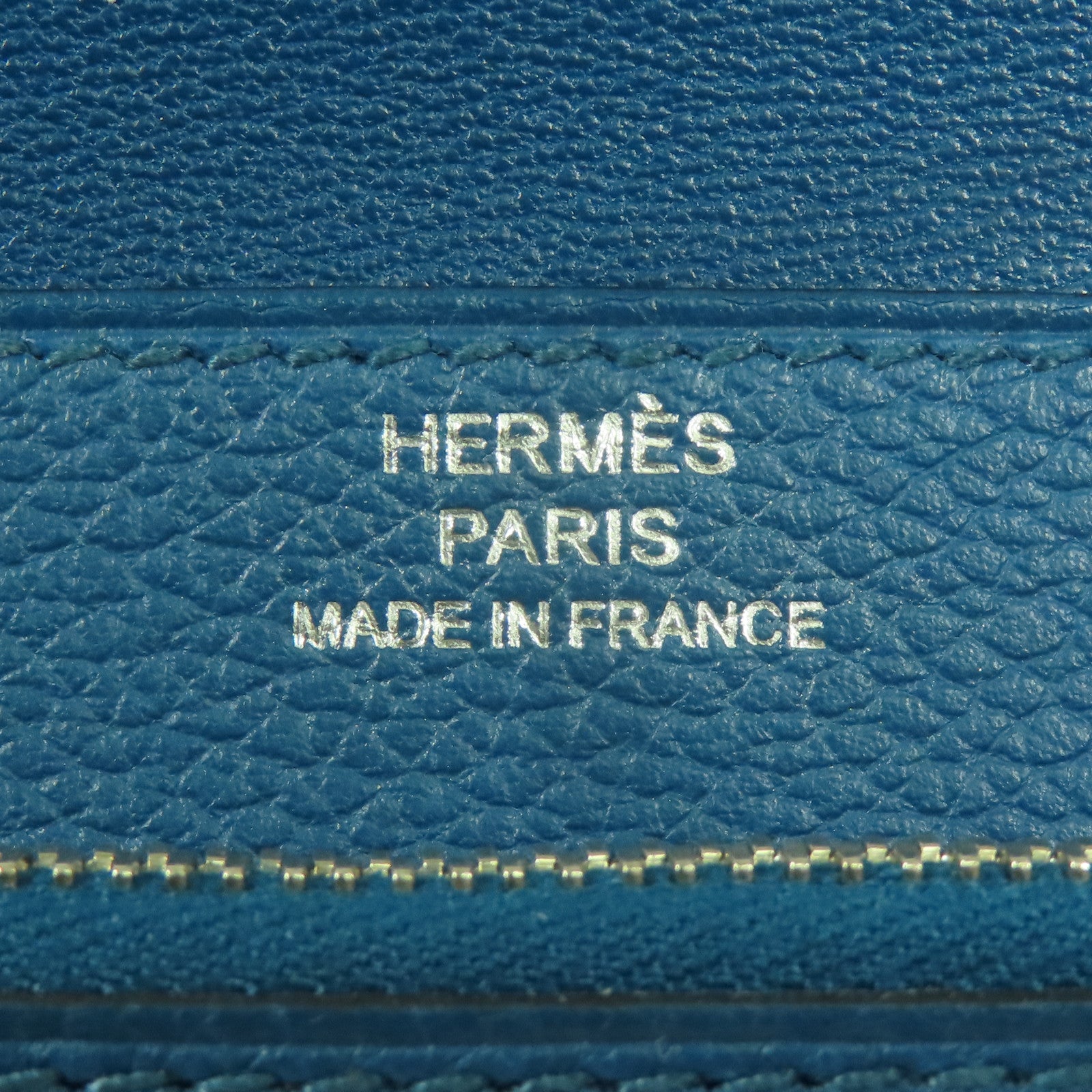 HERMES Evercolor皮革Dogon Compact銀扣錢包Bleu De Galice