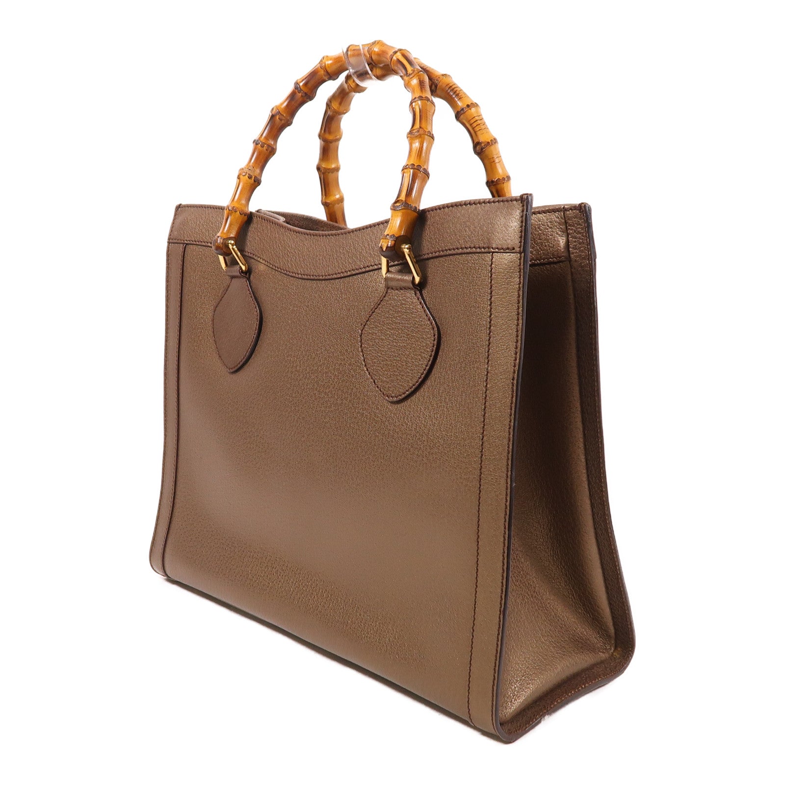GUCCI 【激減優惠】牛皮皮革/竹子Handbag金扣手挽袋