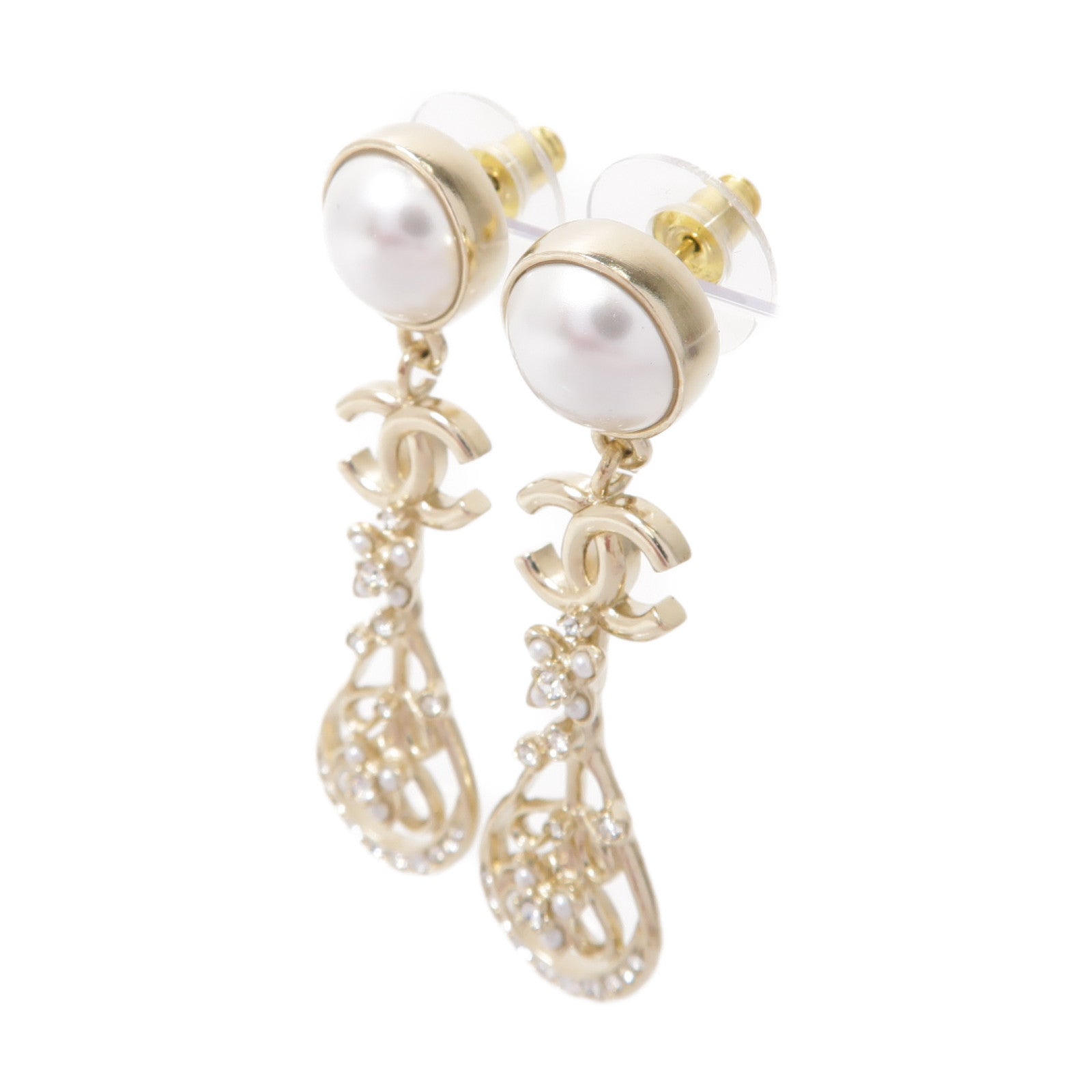 CHANEL 金屬Earrings耳環白色