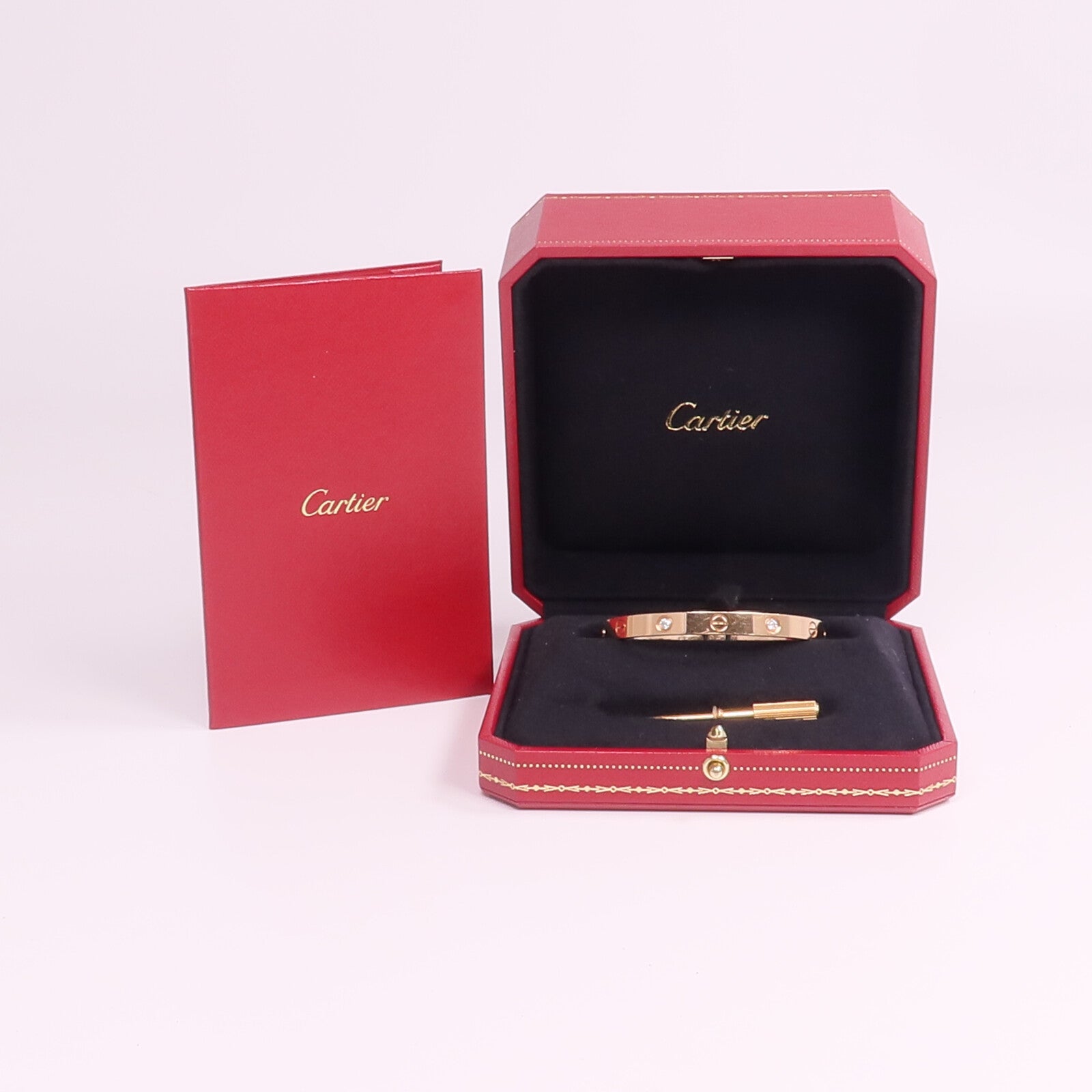 CARTIER 18K玫瑰金Love Bracelet 4 Diamonds鑽石手鐲