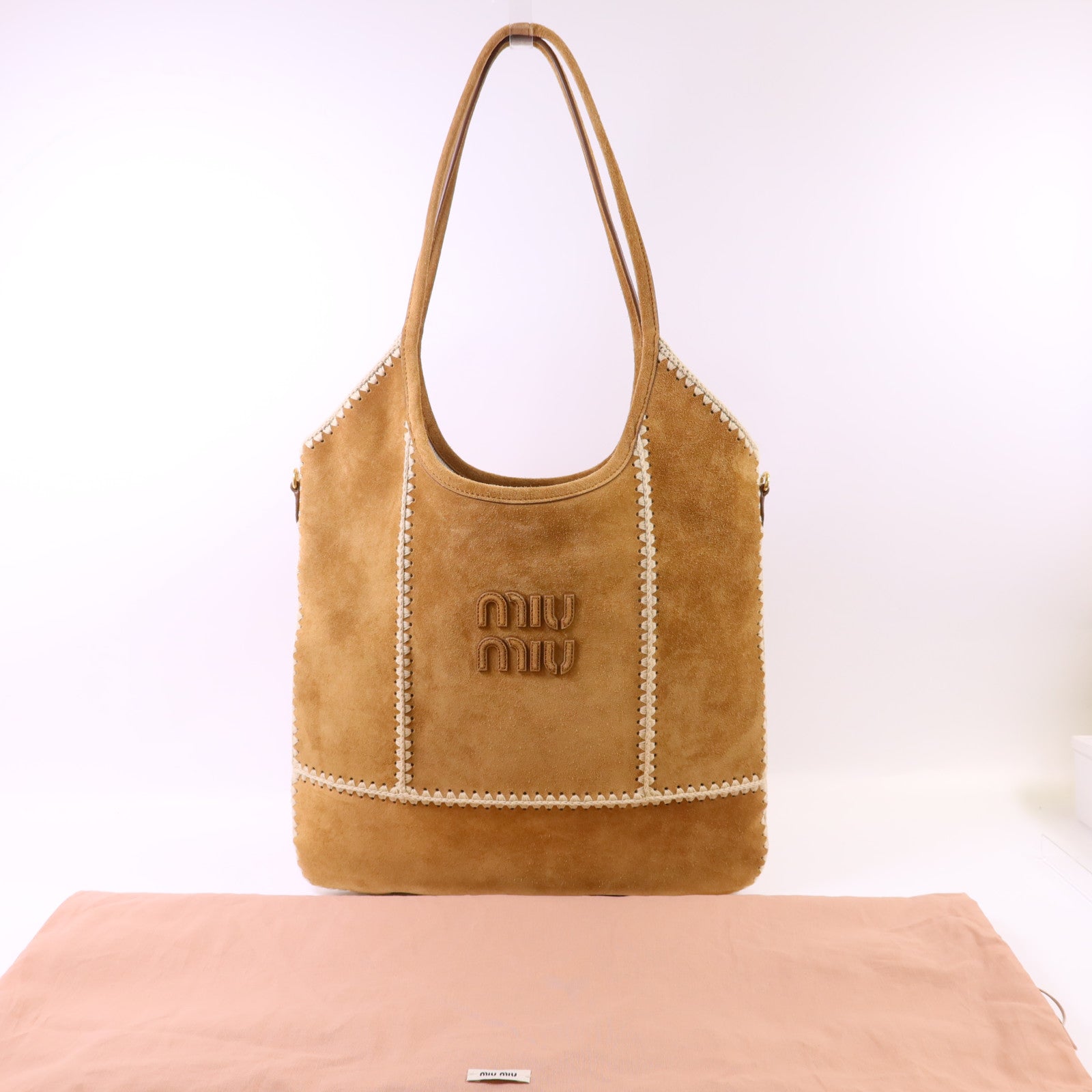Miu Miu 麂皮皮革Ivy Camoscio Croche金扣肩背袋