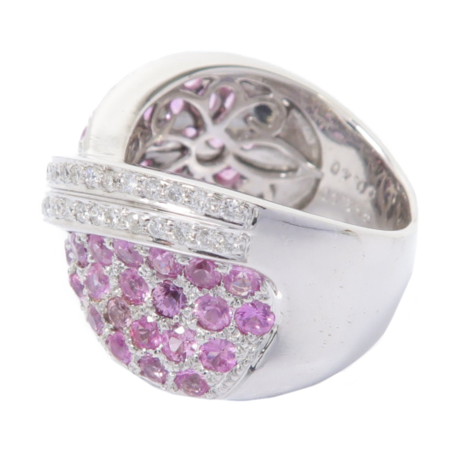 JEWELRY 18K白金Pink Sapphire Diamond Ring 2.40ct粉紅色藍寶石/0.40ct鑽石戒指US#7.25