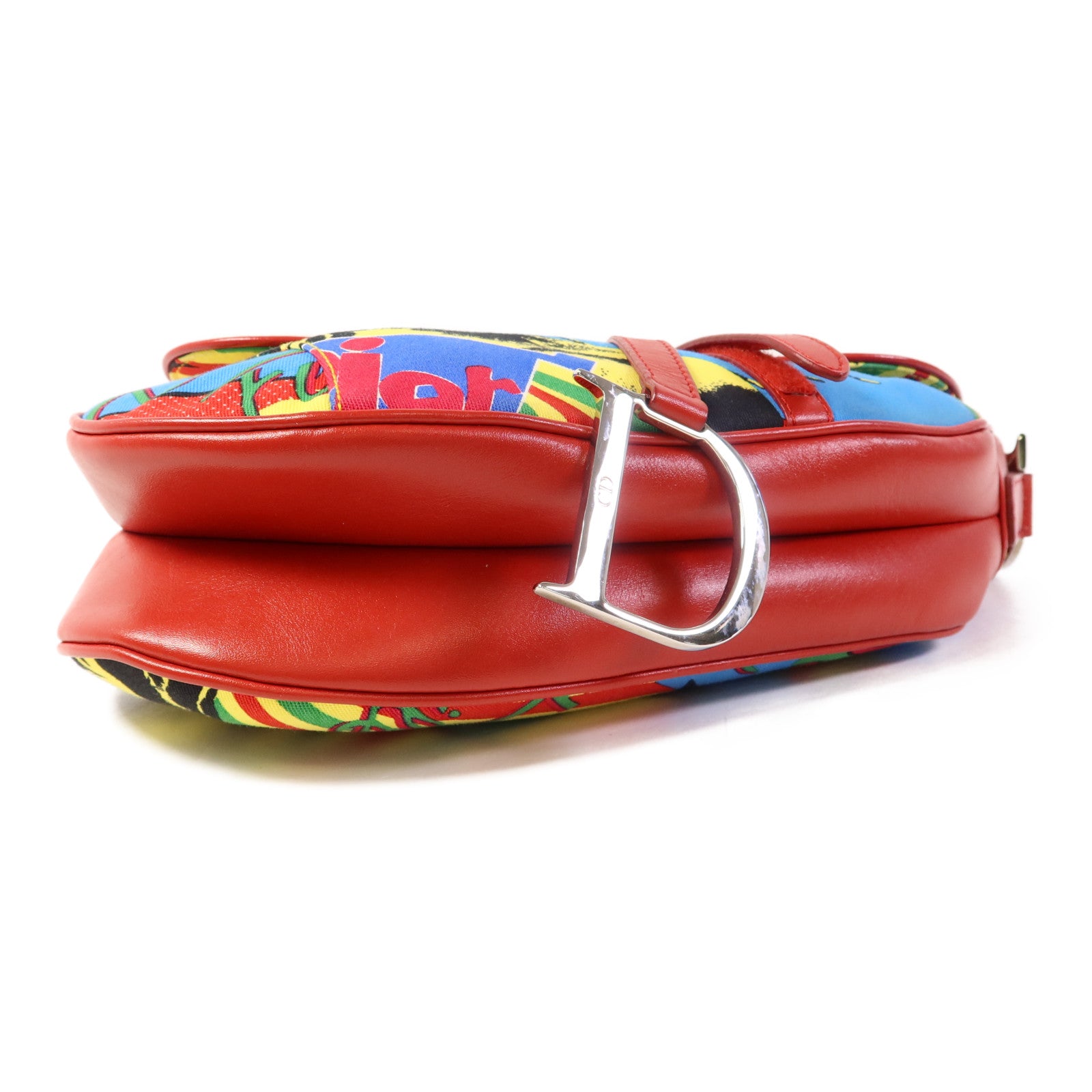 Dior 帆布Vintage Saddle Bag銀扣肩背袋