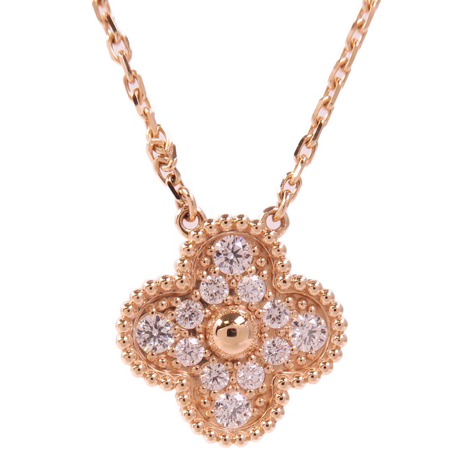 Van Cleef & Arpels 18K玫瑰金Vintage Alhambra Pendant鑽石項鍊