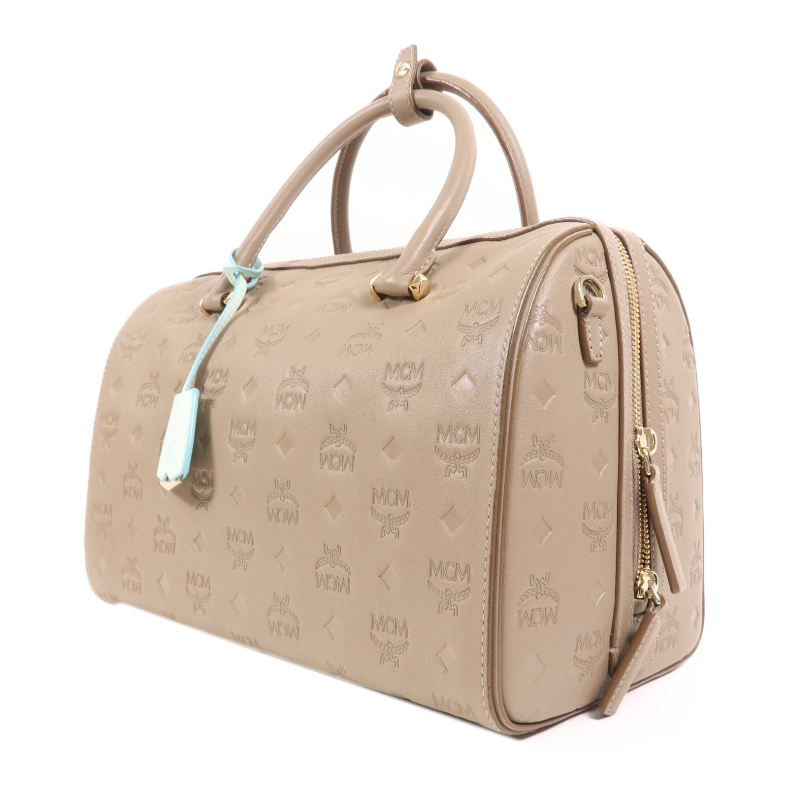 MCM 牛皮皮革2 Way Shoulder Bag金扣手挽肩背兩用袋