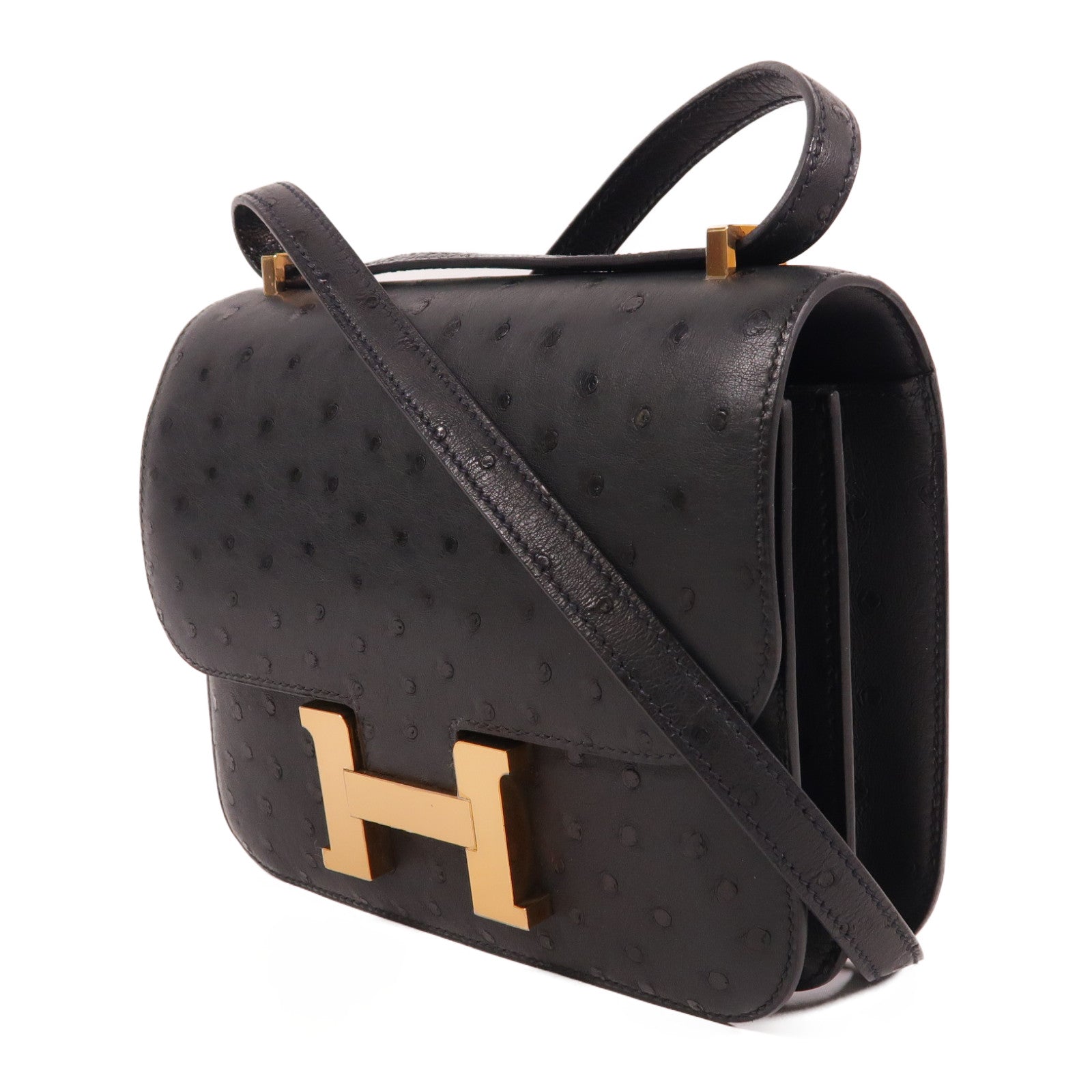HERMES 【激減優惠】鴕鳥皮革Mini Constance肩背袋