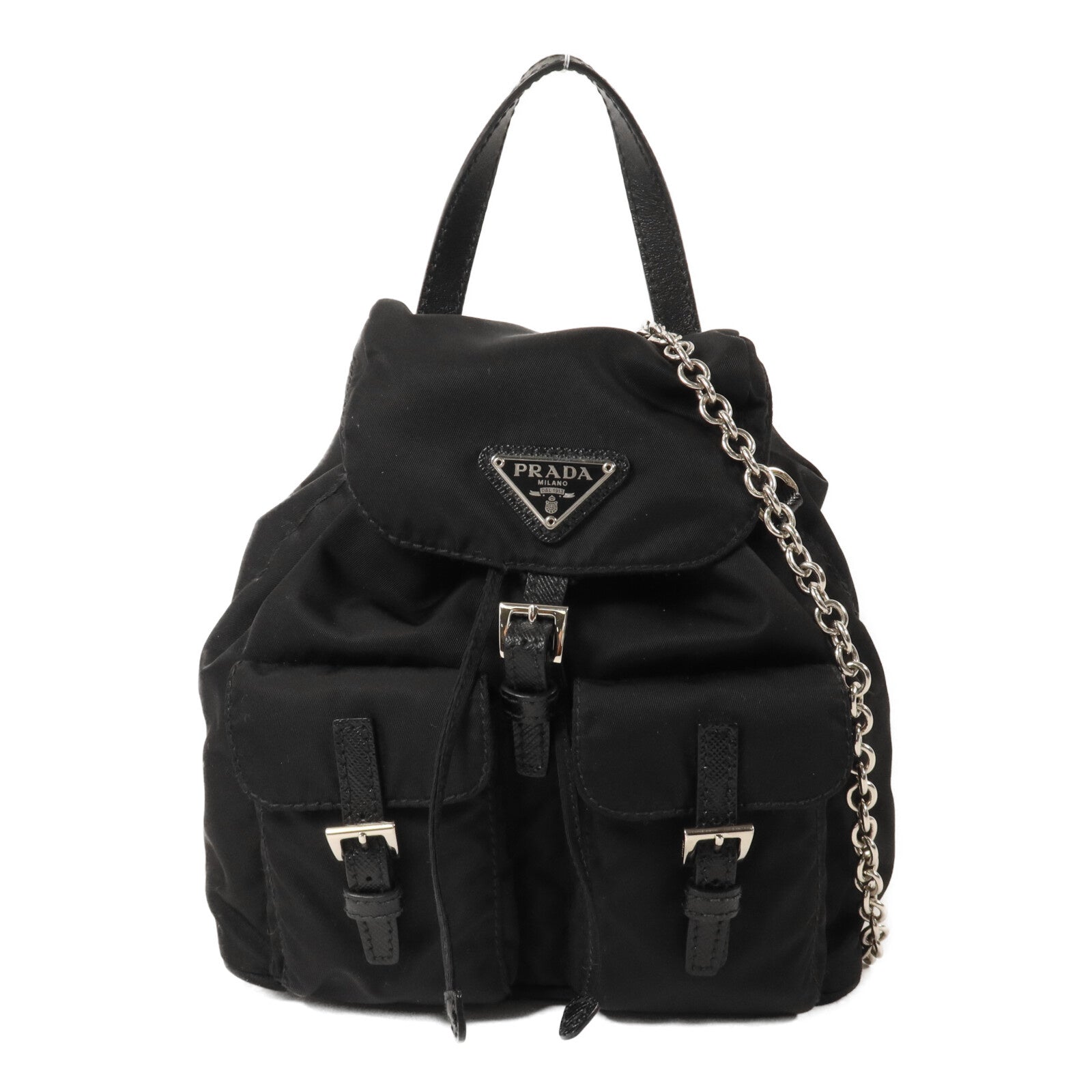 PRADA 尼龍Mini Backpack Chain Shoulder鏈帶手挽肩背兩用袋