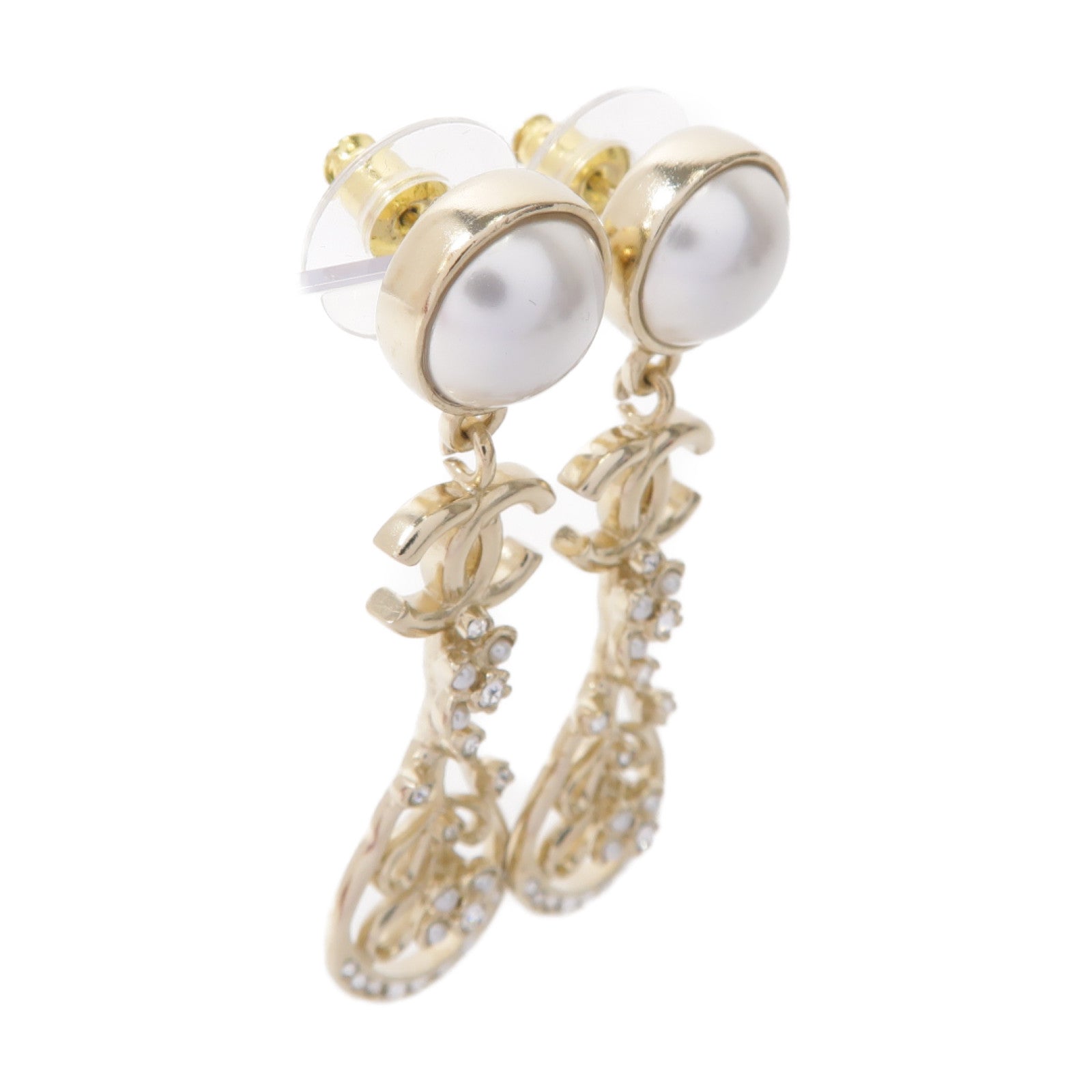 CHANEL 金屬Earrings耳環白色