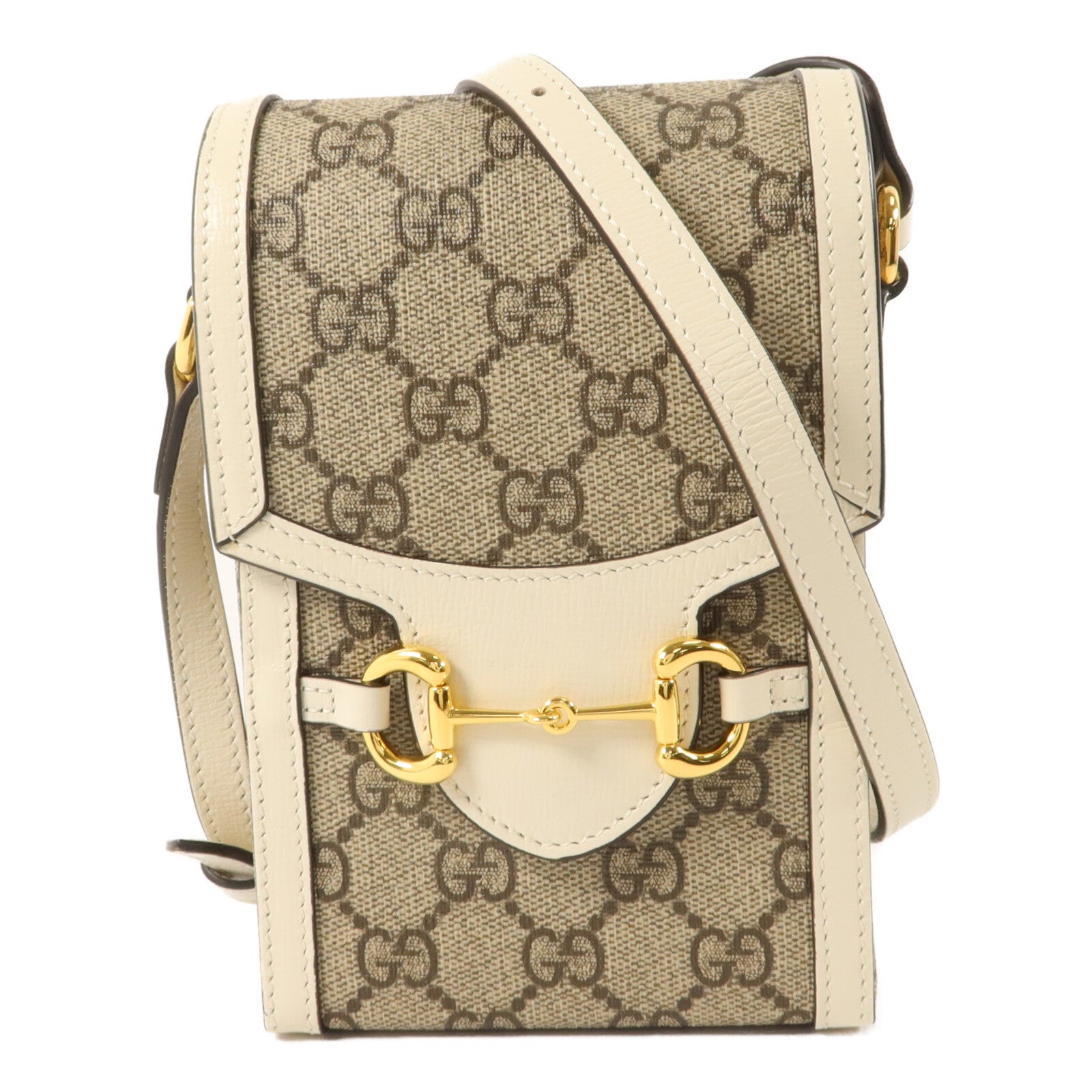 GUCCI 塗層帆布Horsebit 1955 Mini Phone Bag肩背袋