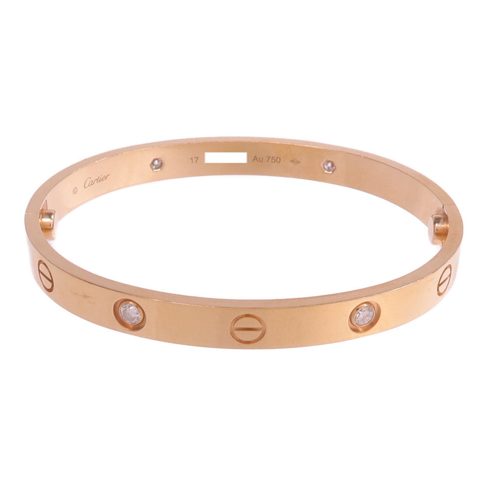CARTIER 18K玫瑰金Love Bracelet 4 Diamonds鑽石手鐲
