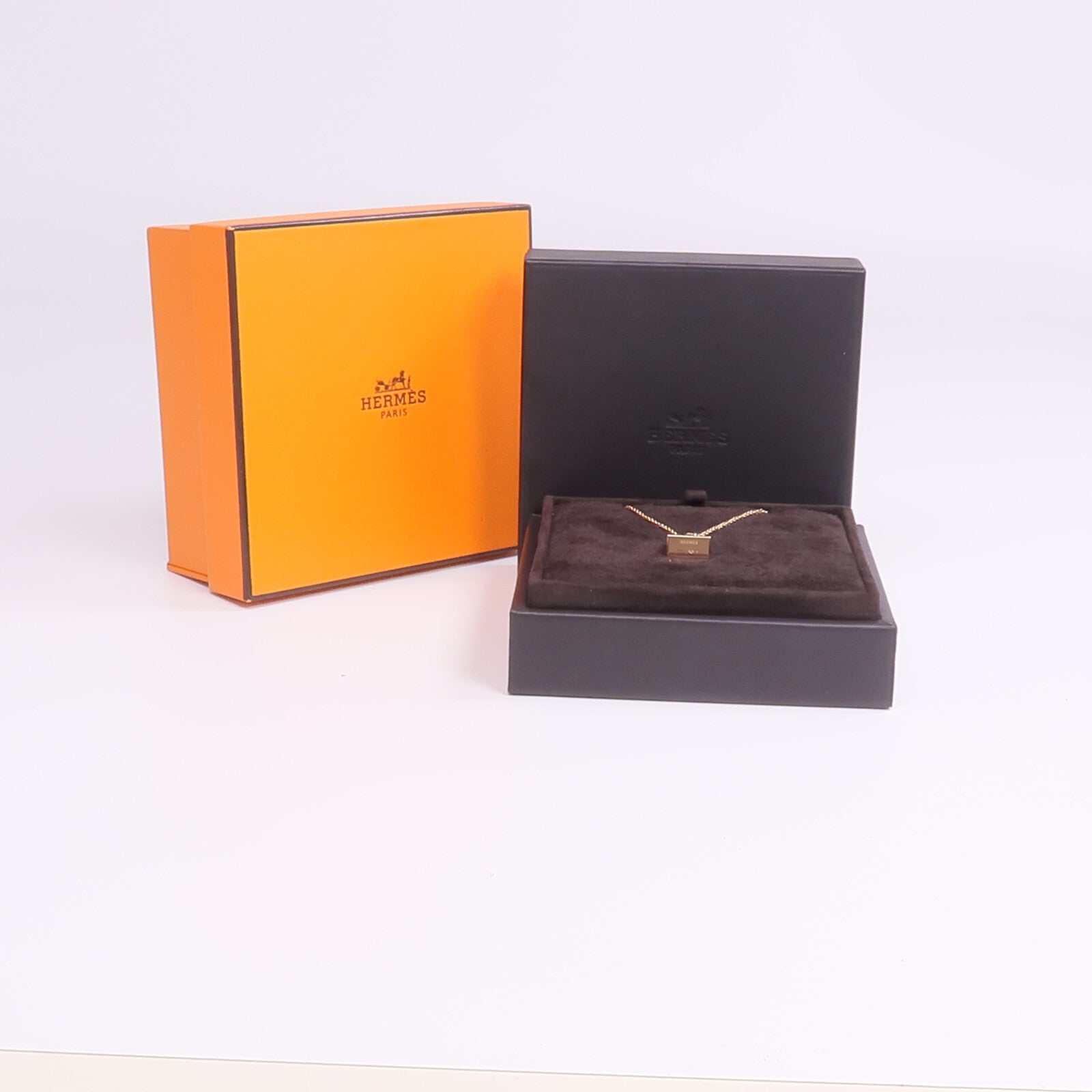 HERMES 18K玫瑰金Amulettes Kelly Pendant尖晶石項鍊