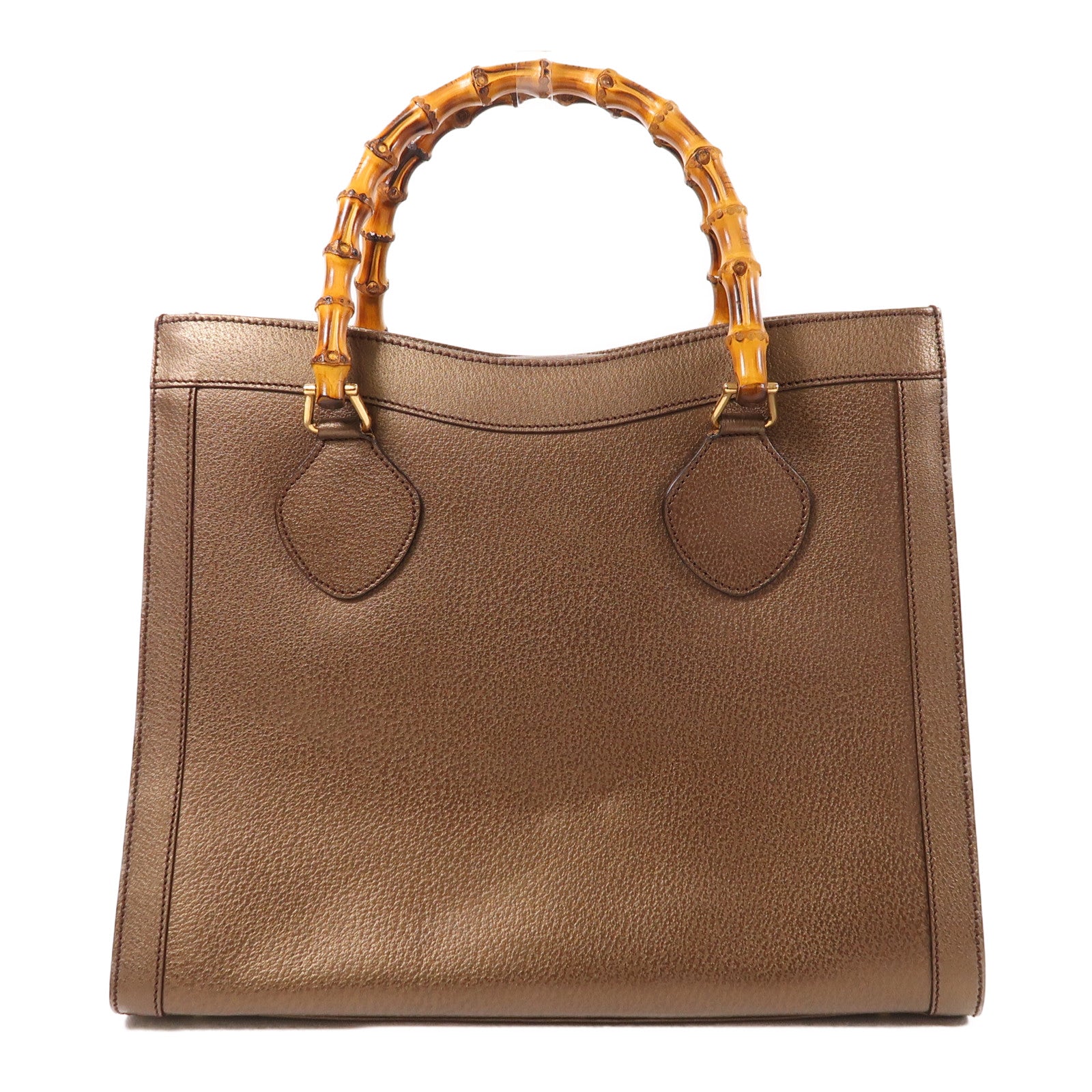 GUCCI 牛皮皮革/竹子Handbag金扣手挽袋