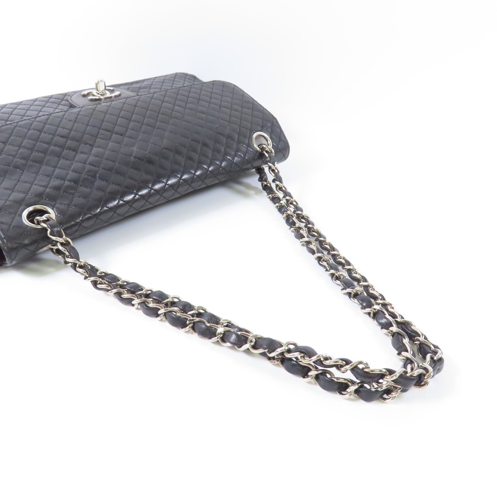 CHANEL 羊皮皮革Vintage Chain Shoulder銀扣鏈帶肩背袋