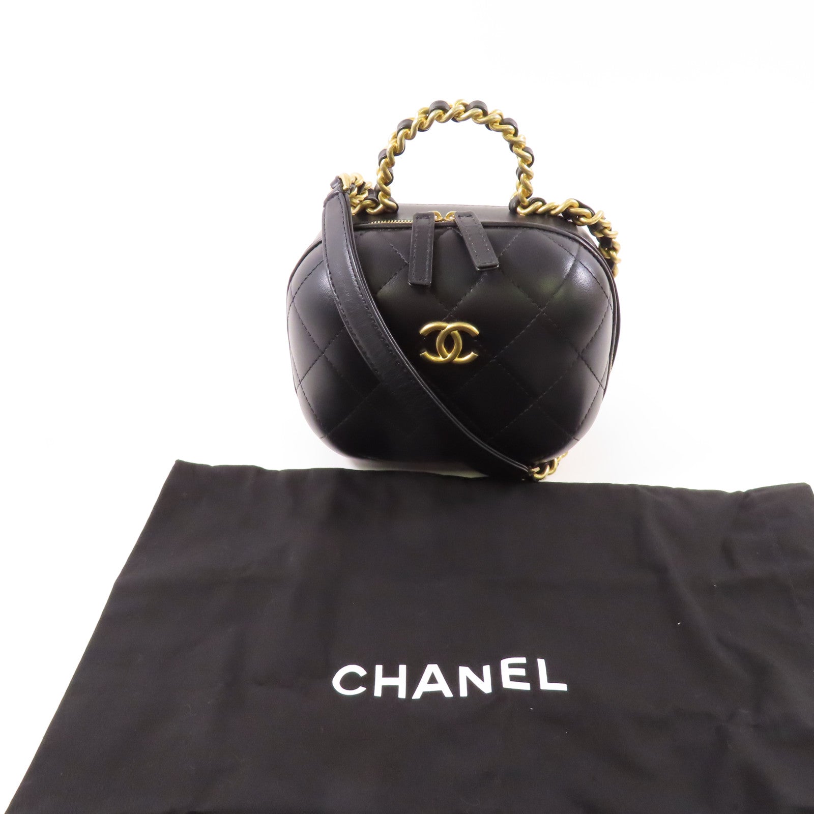 CHANEL 【激減優惠】牛皮皮革Chain Shoulder金扣鏈帶手挽肩背兩用袋