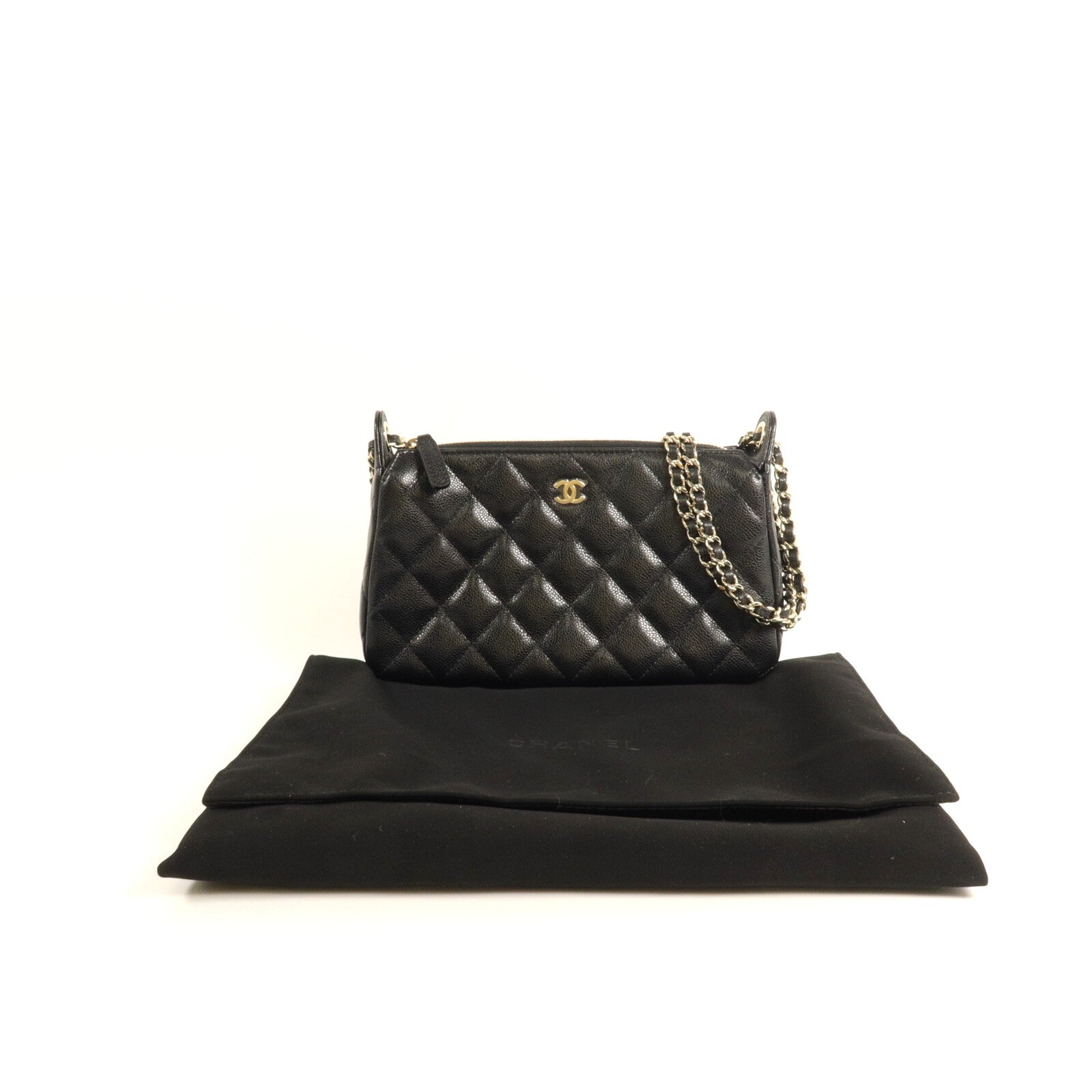 CHANEL 牛皮皮革25A Double Chain Bag鏈帶肩背袋
