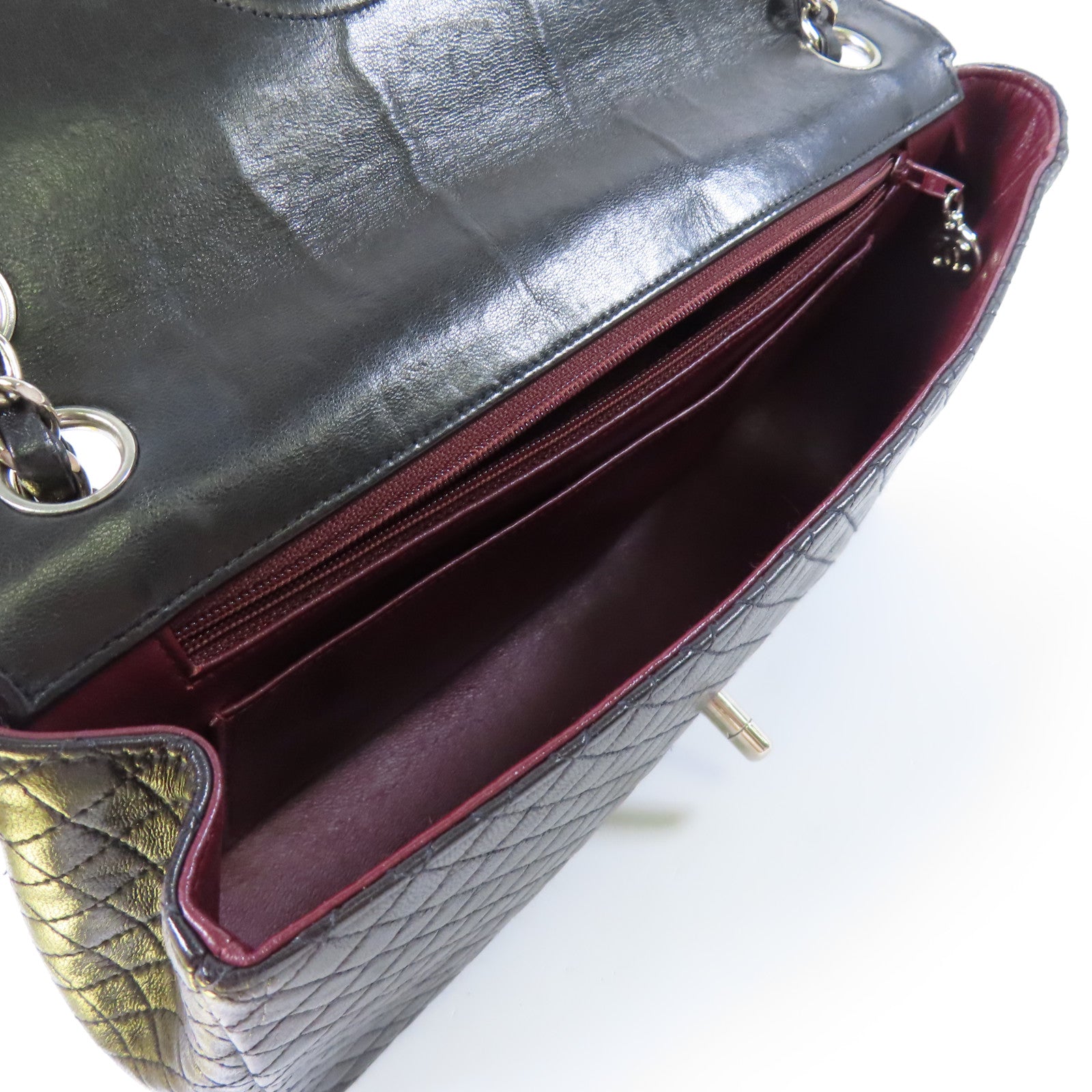 CHANEL 羊皮皮革Vintage Chain Shoulder銀扣鏈帶肩背袋