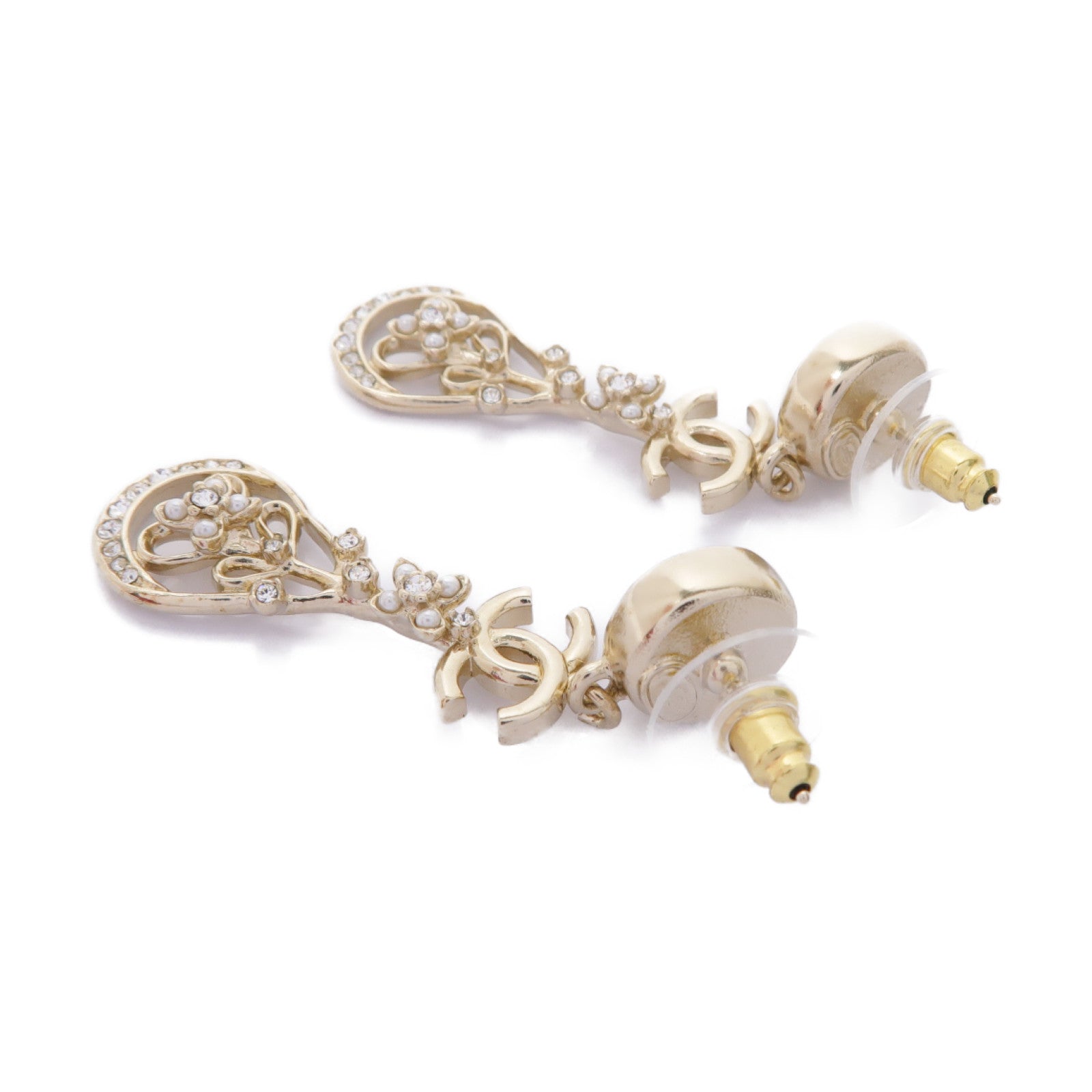 CHANEL 金屬Earrings耳環白色