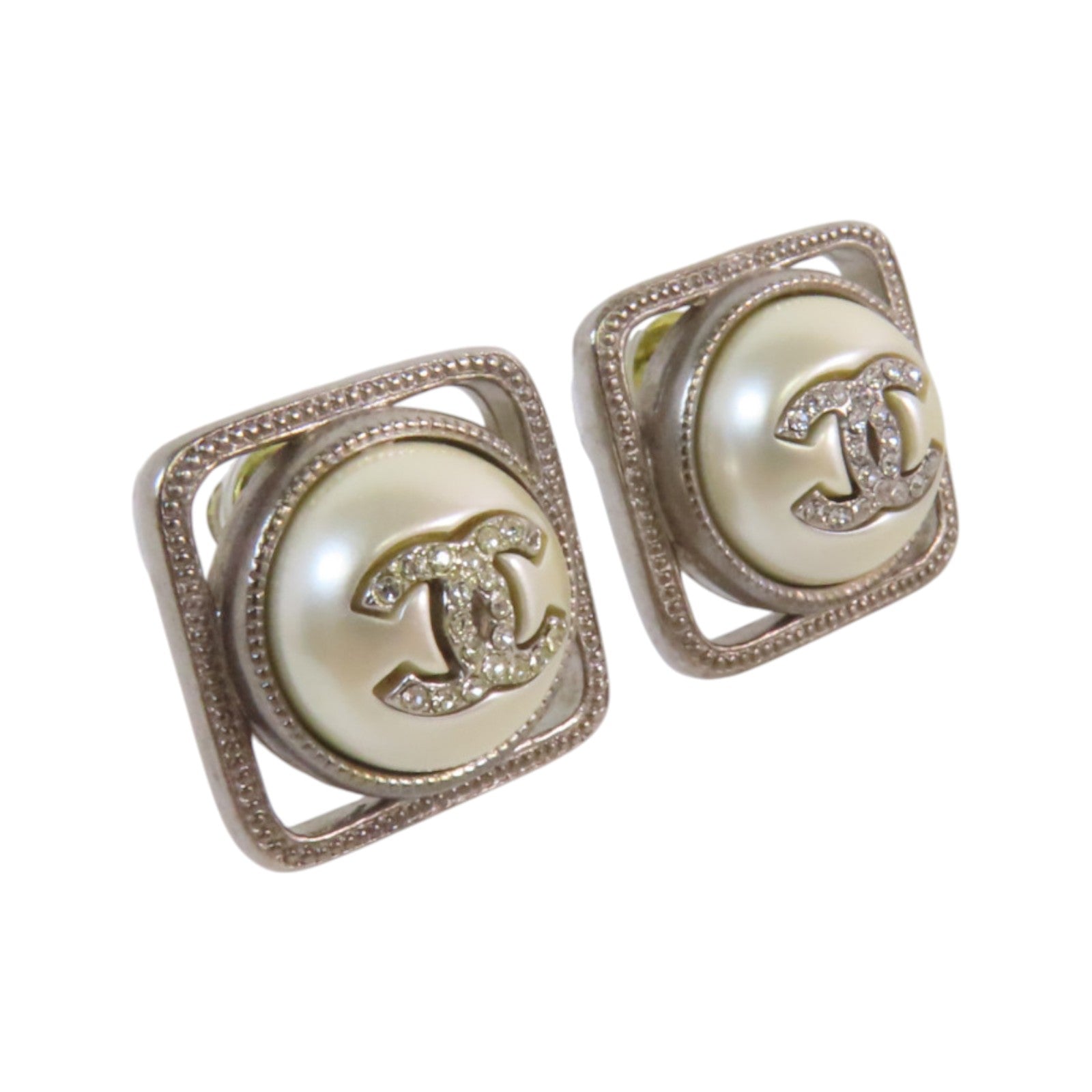 CHANEL 金屬/仿珍珠/水鑽Earrings金扣耳環