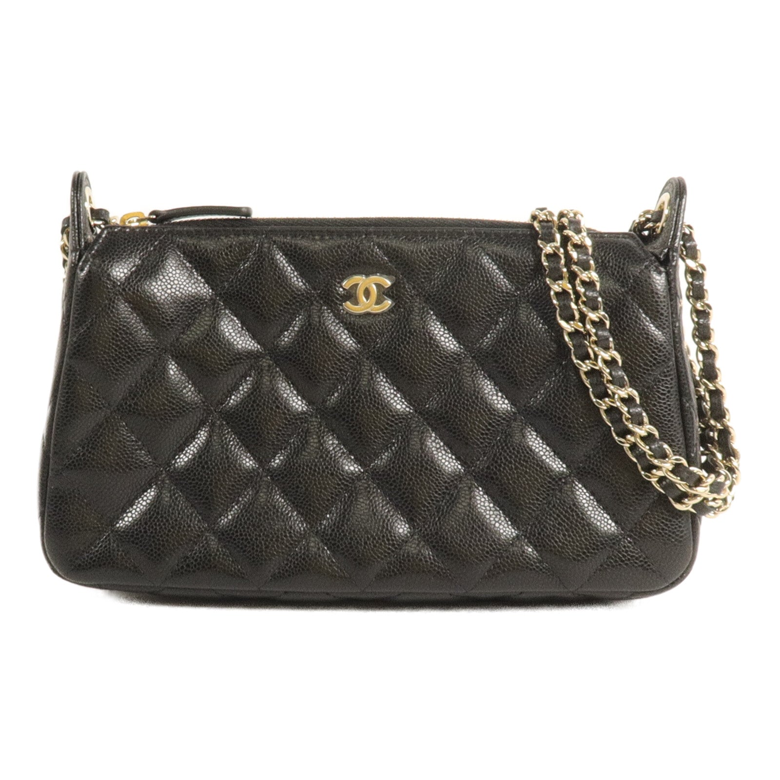 CHANEL 牛皮皮革25A Double Chain Bag鏈帶肩背袋