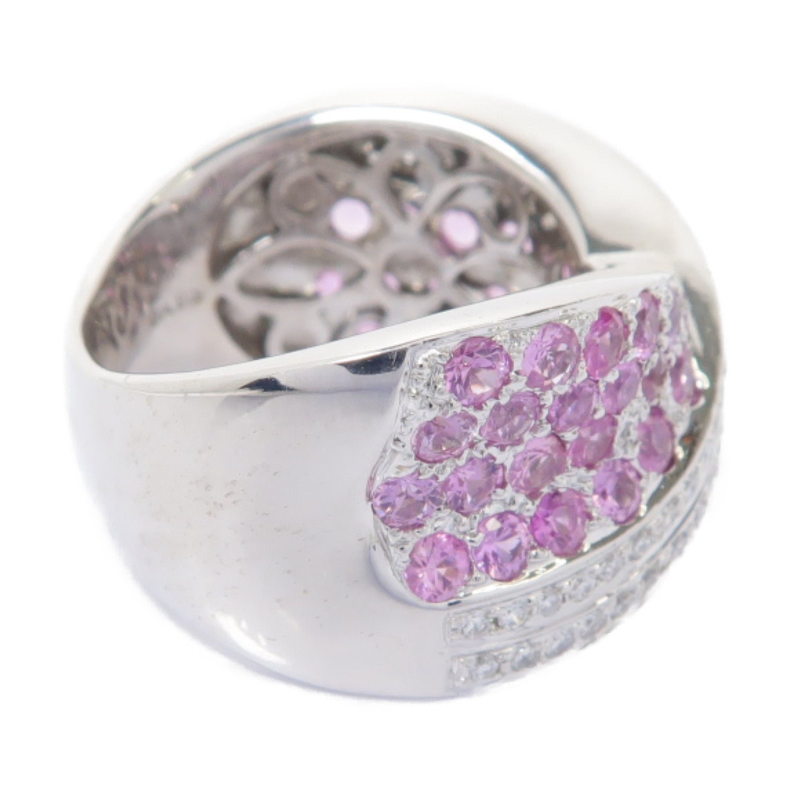 JEWELRY 18K白金Pink Sapphire Diamond Ring 2.40ct粉紅色藍寶石/0.40ct鑽石戒指US#7.25