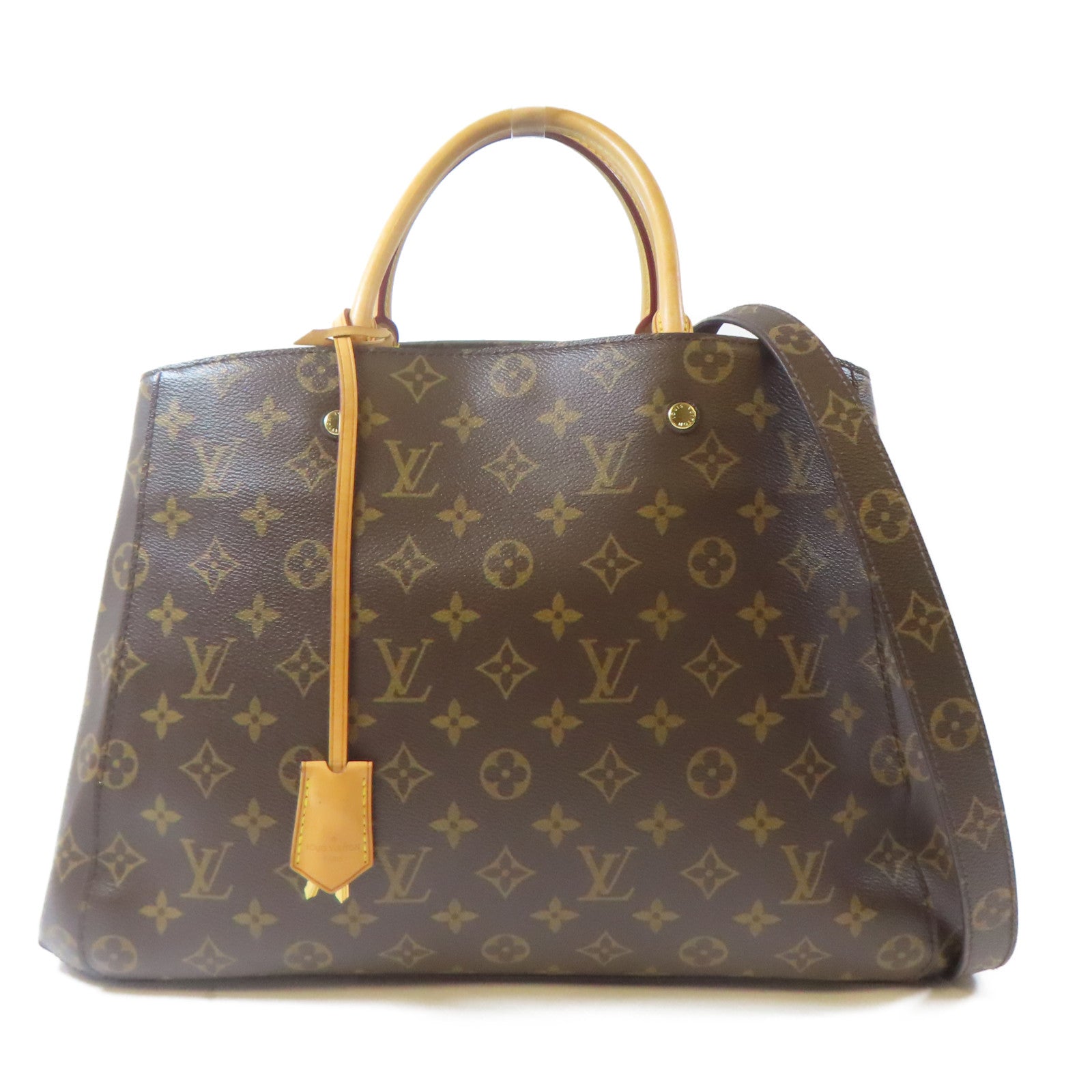 LOUIS VUITTON Monogram Montaigne GM金扣手挽肩背兩用袋啡色