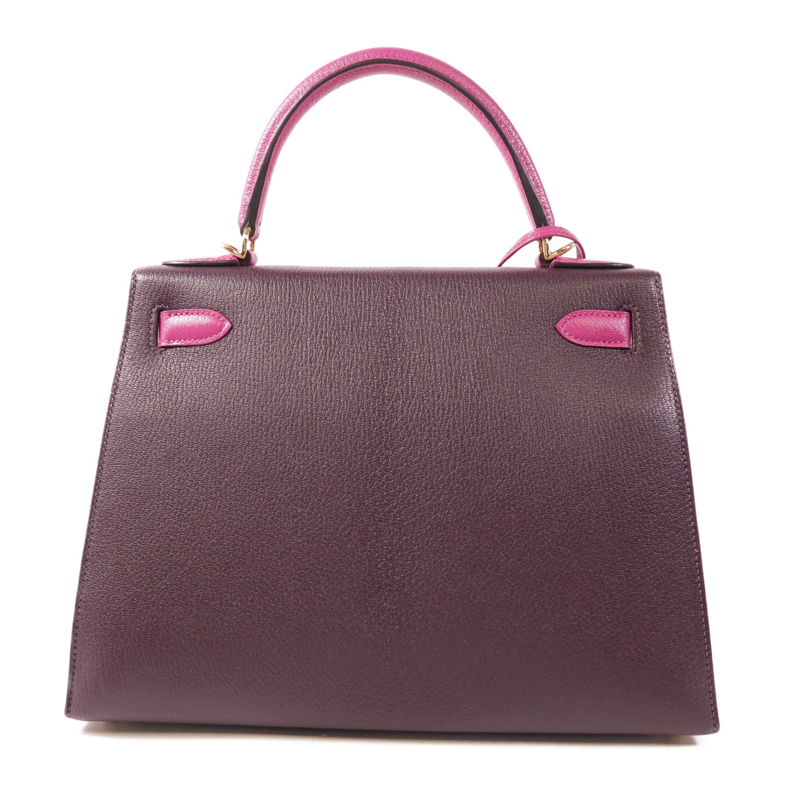 HERMES GHW Kelly 28 SOP 2 Way Bag Chevre Leather Anemone/Rose Pourpre