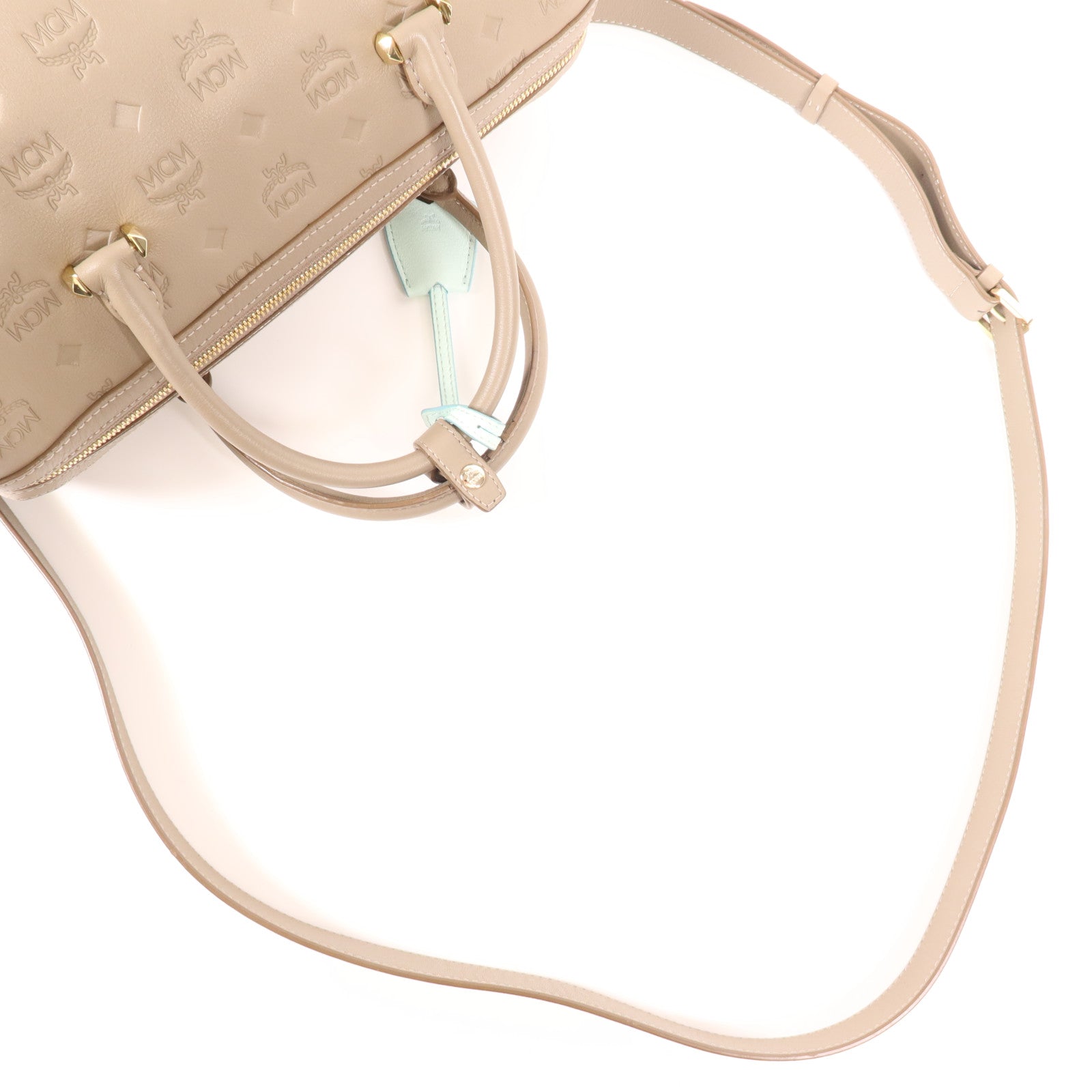 MCM 牛皮皮革2 Way Shoulder Bag金扣手挽肩背兩用袋