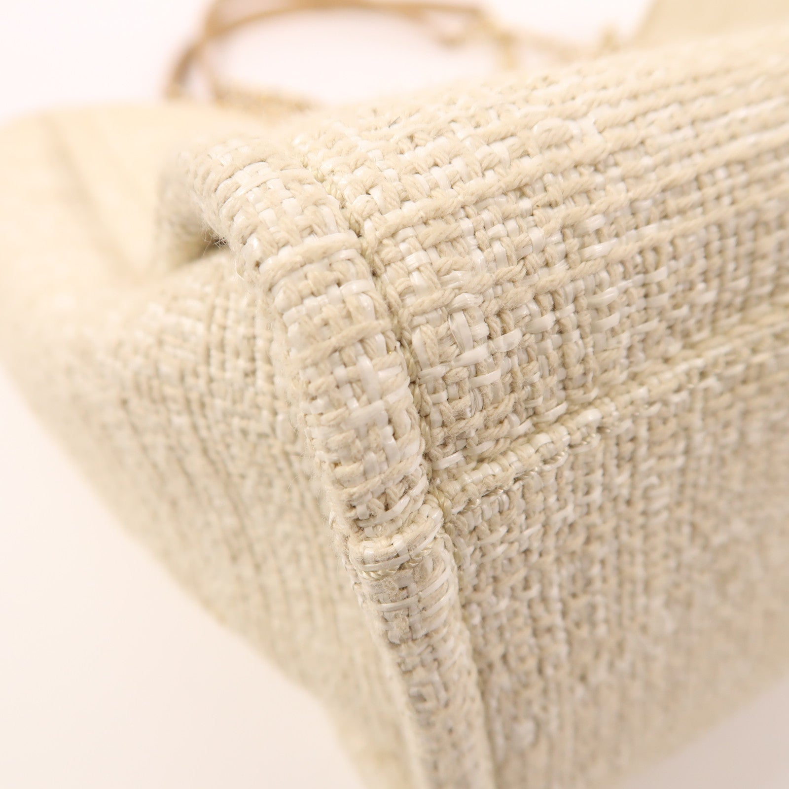 CHANEL Straw Deauville Tote金扣鏈帶肩背袋