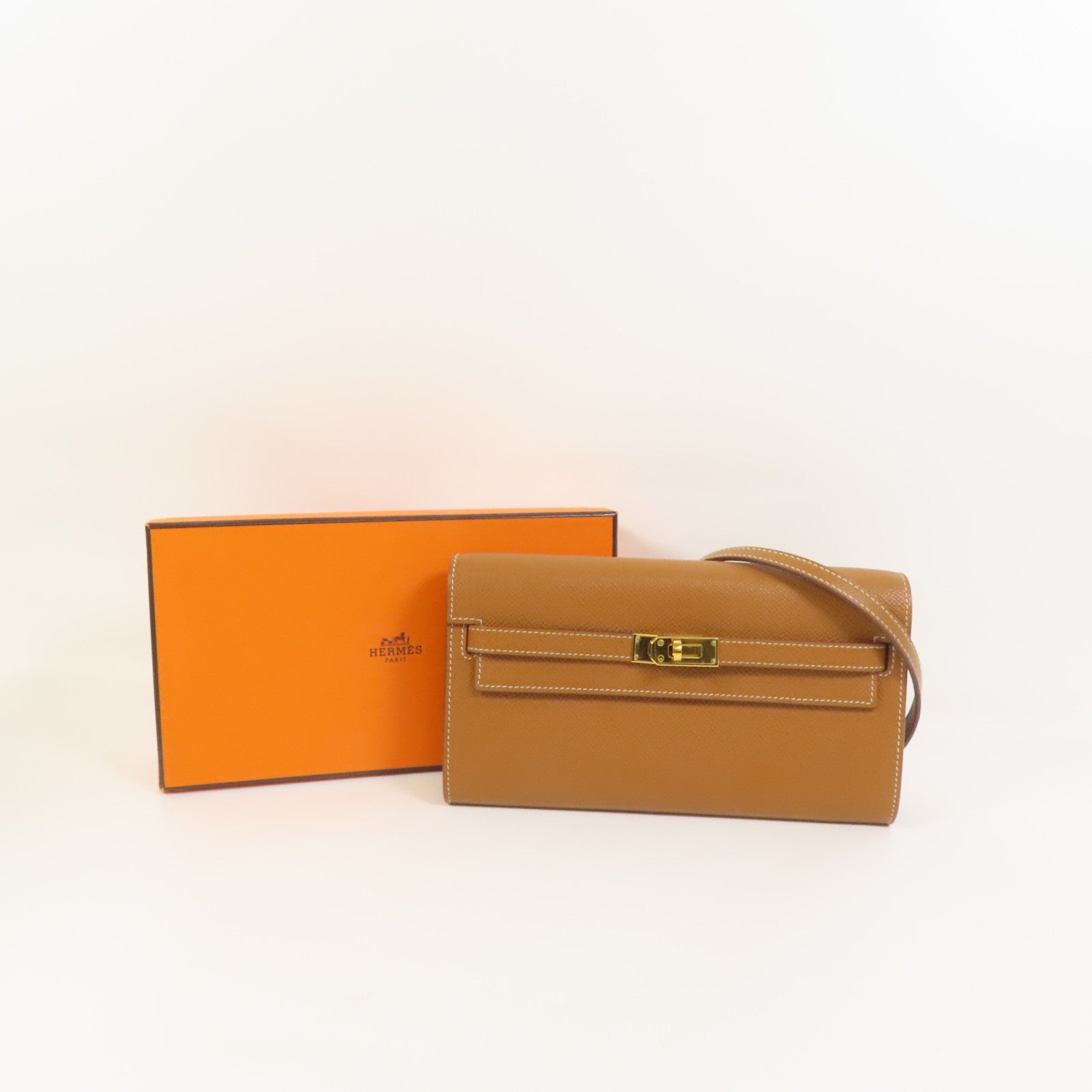 HERMES Epsom皮革Kelly To Go金扣肩背袋Gold