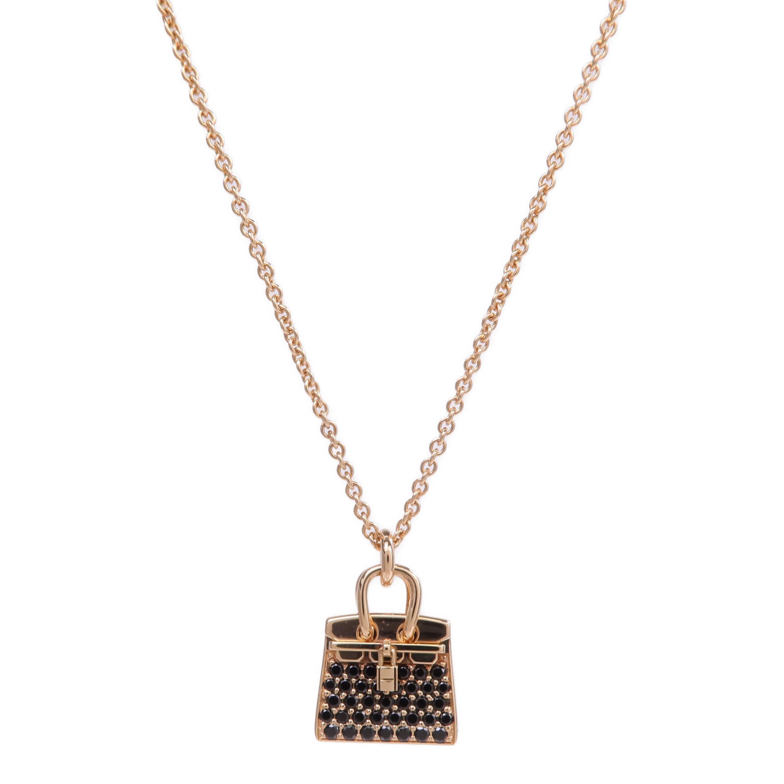 HERMES 18K玫瑰金Amulettes Kelly Pendant尖晶石項鍊