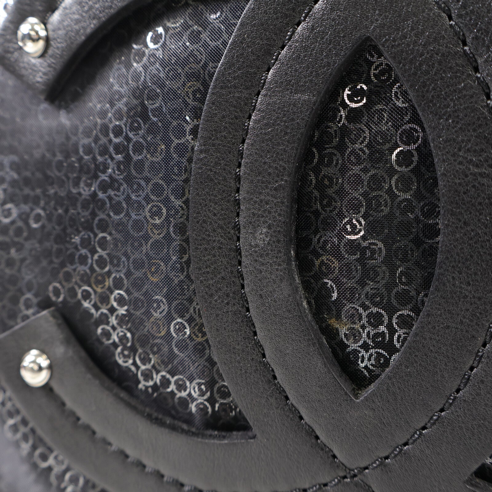 CHANEL 羊皮皮革/珠片Shoulder Bag銀扣肩背袋