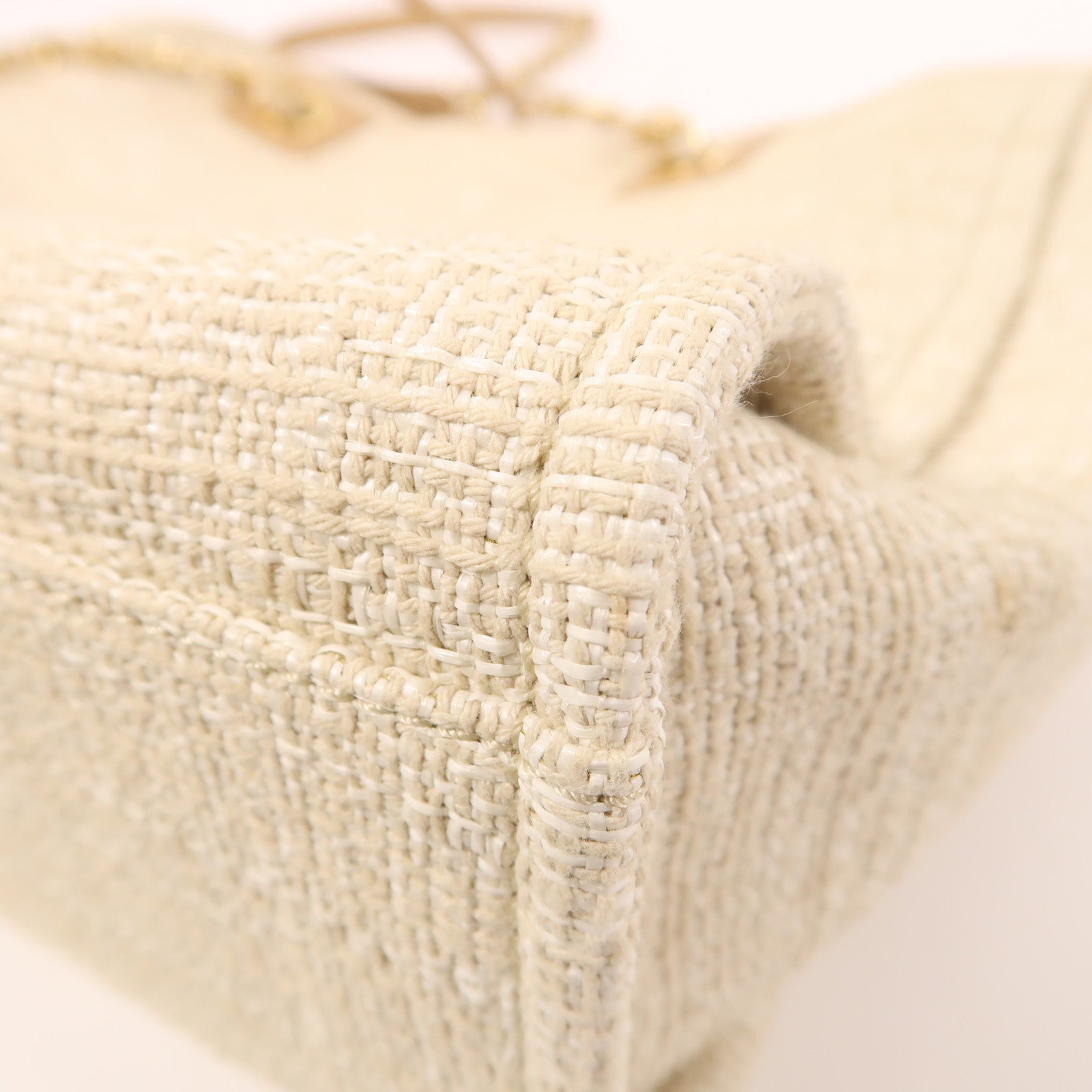 CHANEL Straw Deauville Tote金扣鏈帶肩背袋
