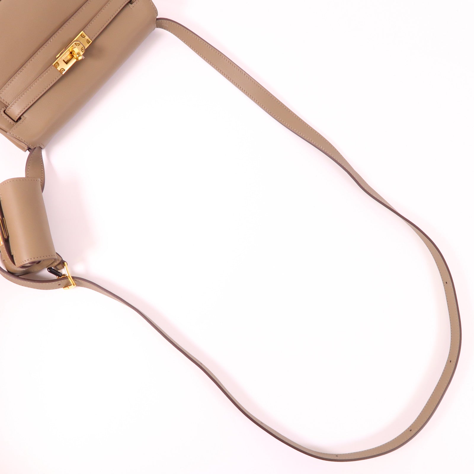 HERMES Swift皮革Kelly Moove金扣肩背袋Etoupe