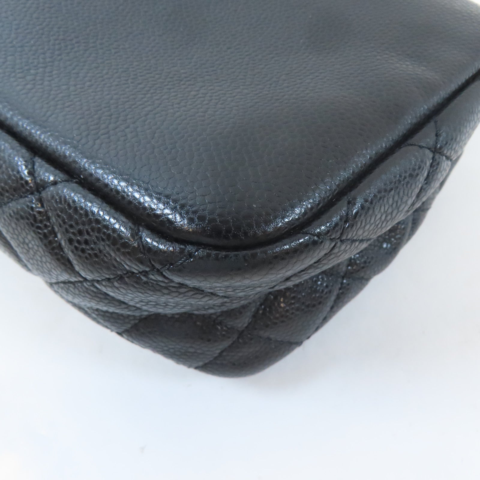 CHANEL Caviar皮革Chain Shoulder Bag銀扣鏈帶肩背袋黑色