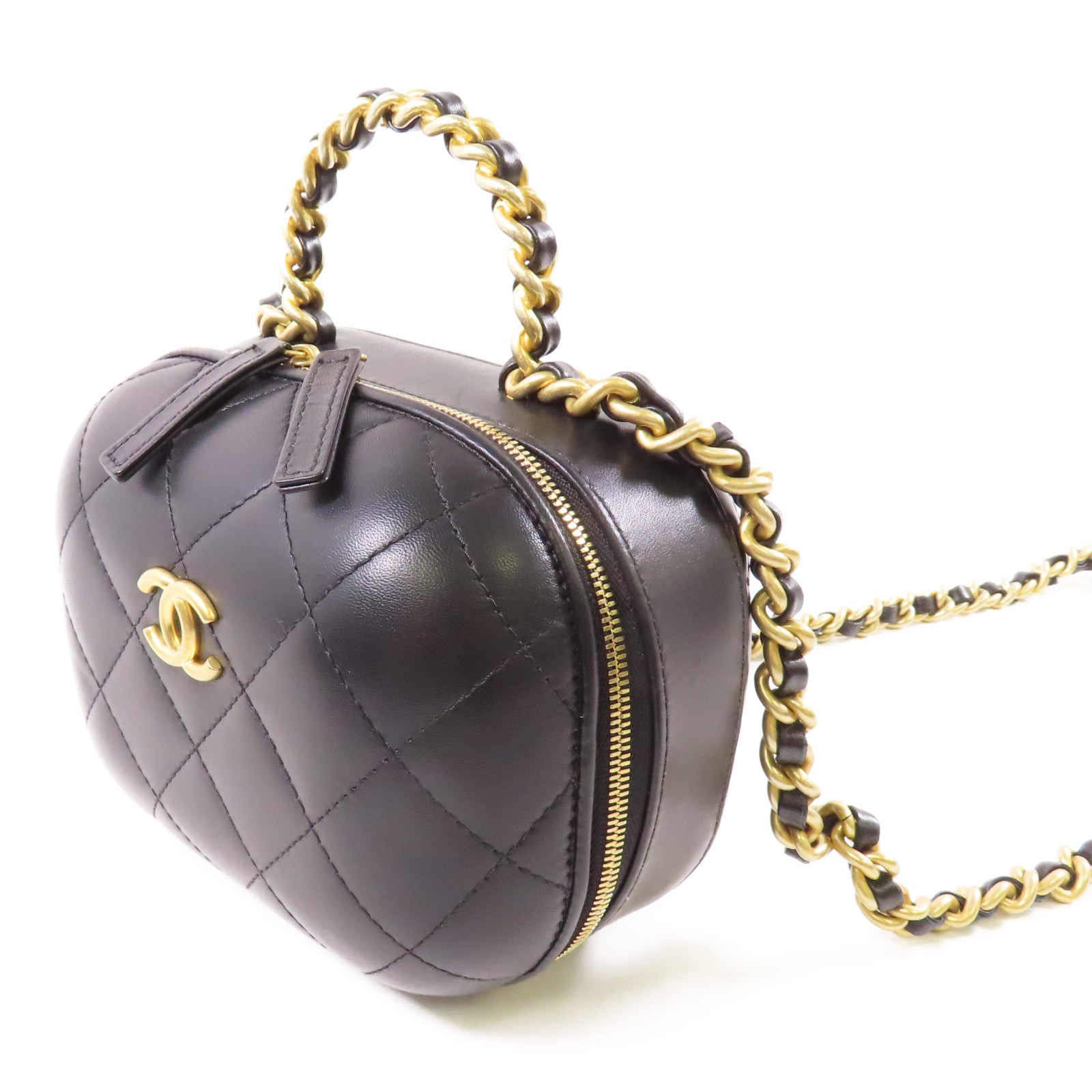 CHANEL 【激減優惠】牛皮皮革Chain Shoulder金扣鏈帶手挽肩背兩用袋
