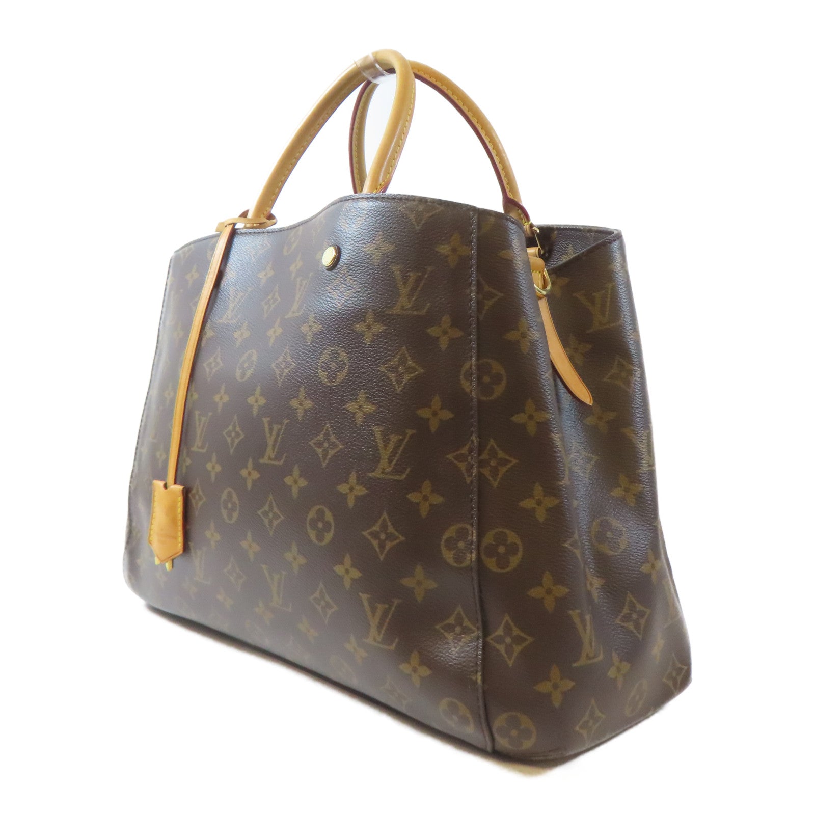 LOUIS VUITTON Monogram Montaigne GM金扣手挽肩背兩用袋啡色