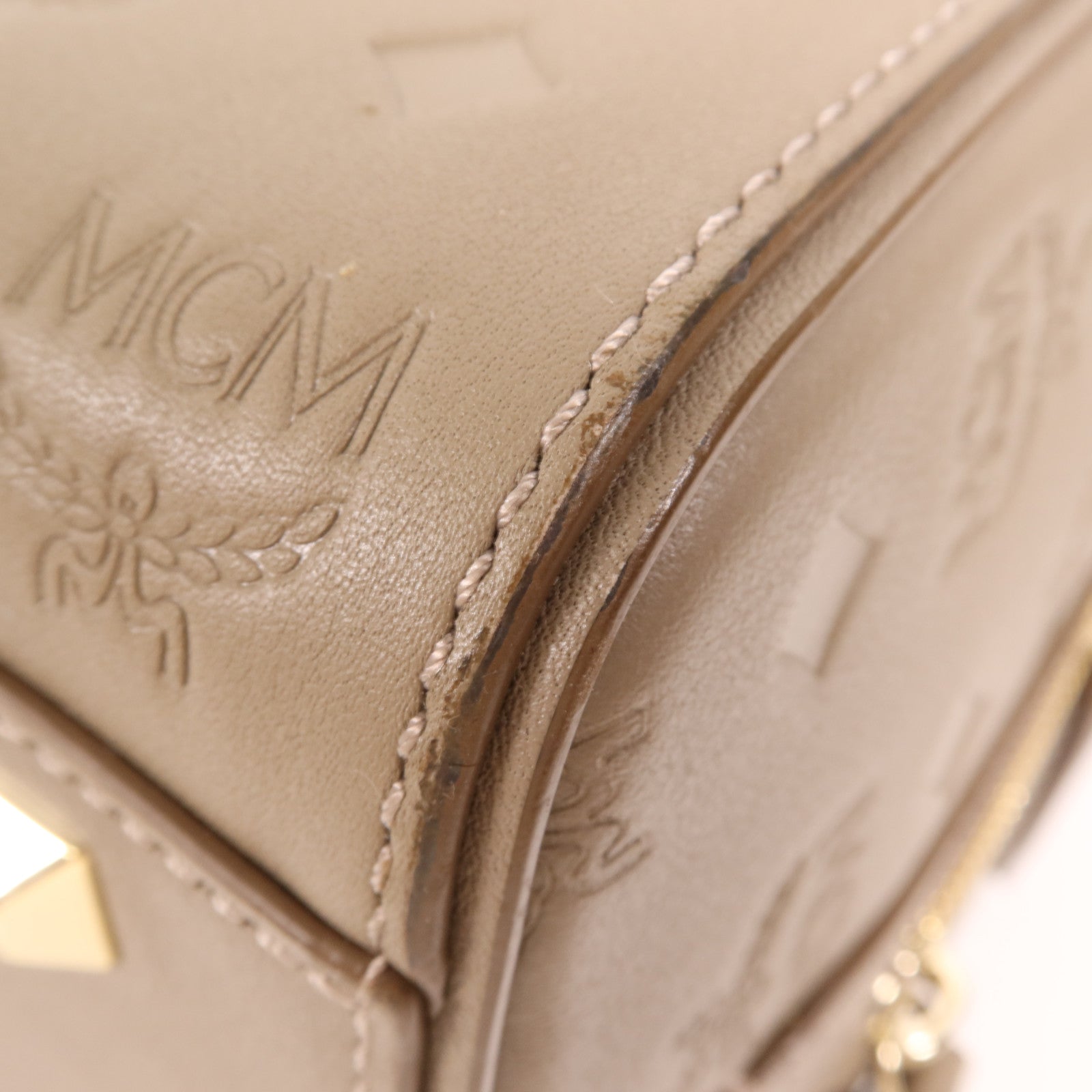 MCM 牛皮皮革2 Way Shoulder Bag金扣手挽肩背兩用袋