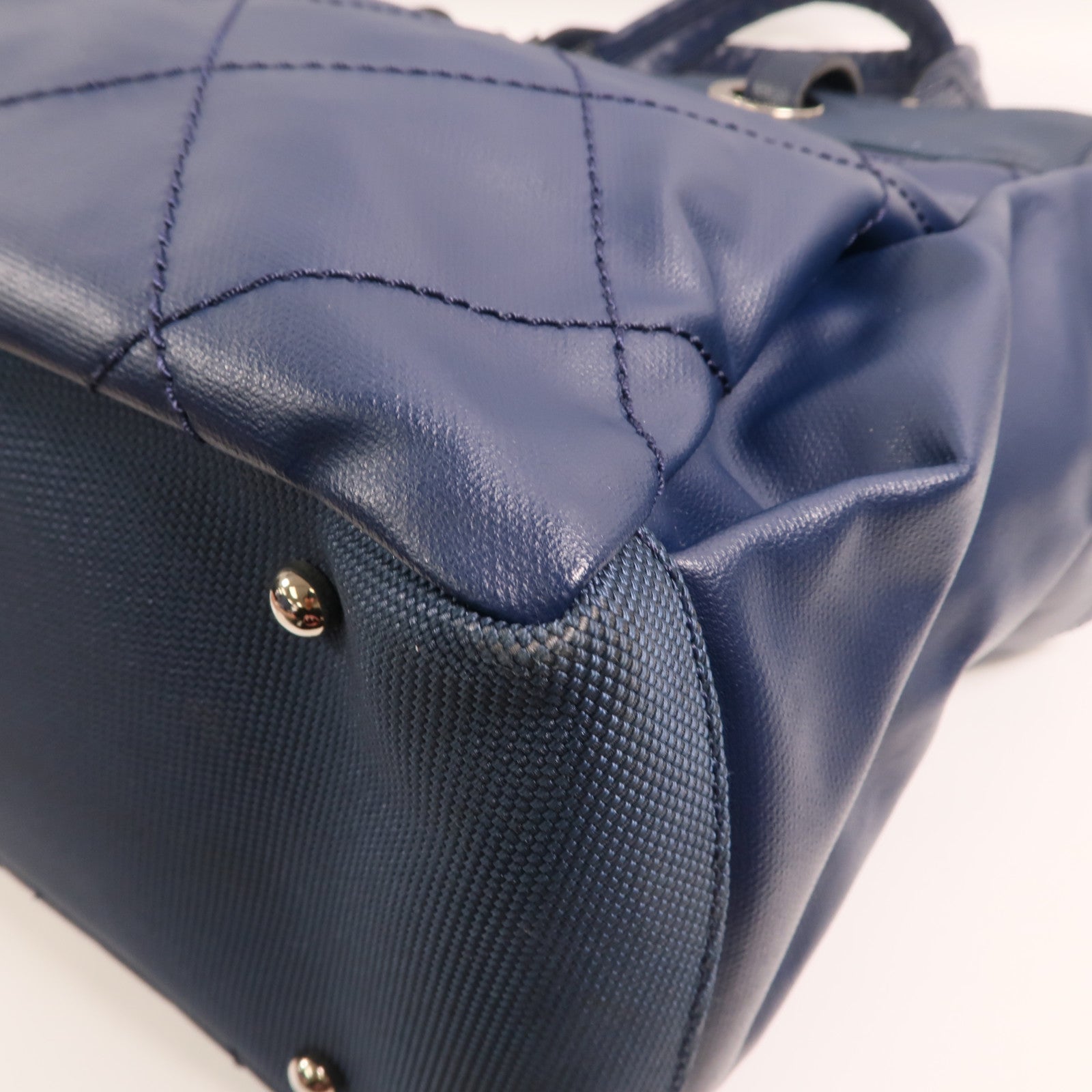 CHANEL 塗層帆布Paris Biarritz Tote銀扣手挽袋